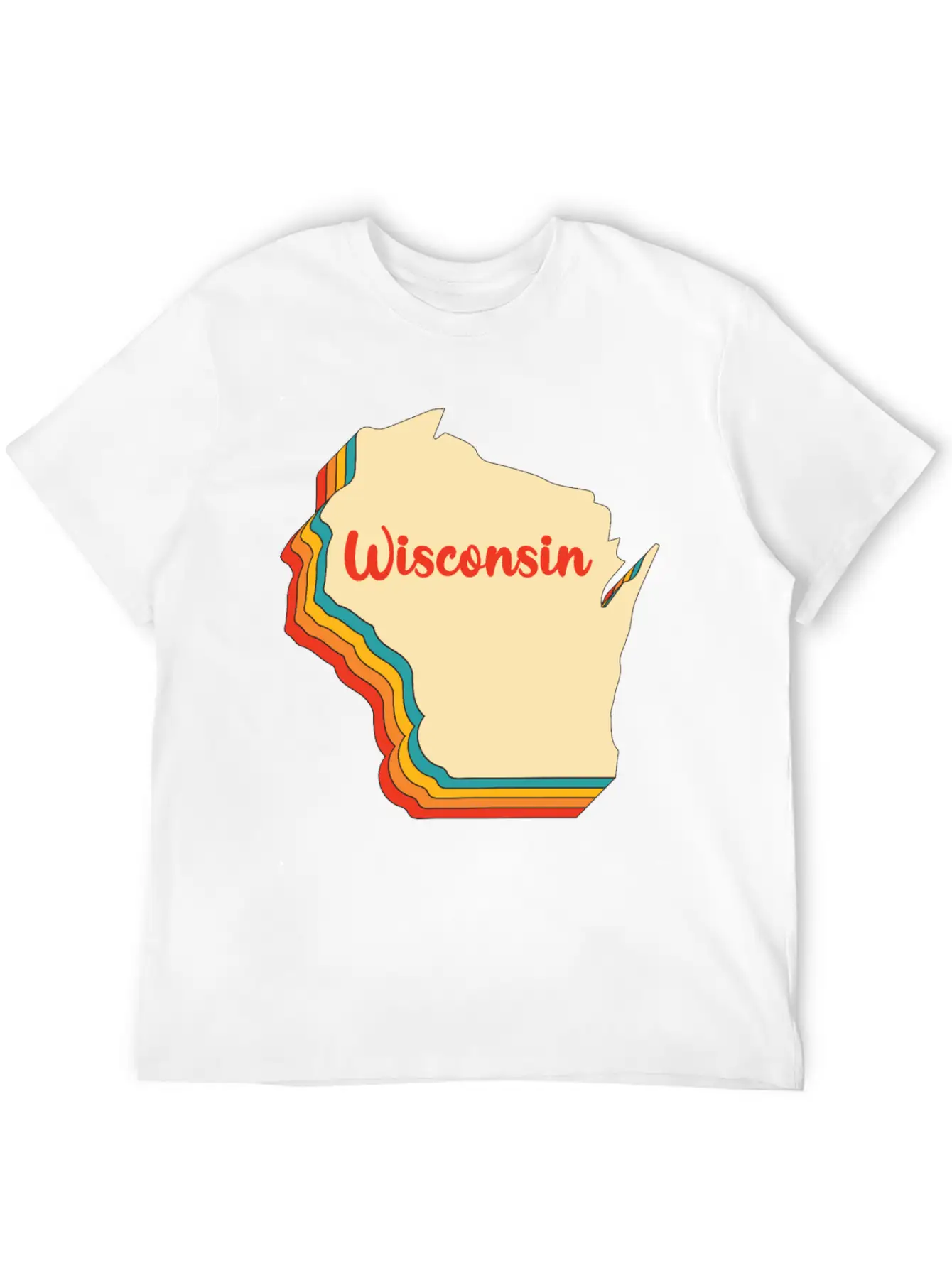 Wisconsin Map Outline Vintage Retro Wis Home State Basic Graphic T-Shirt ¨C Daily Comfort In Soft Cotton