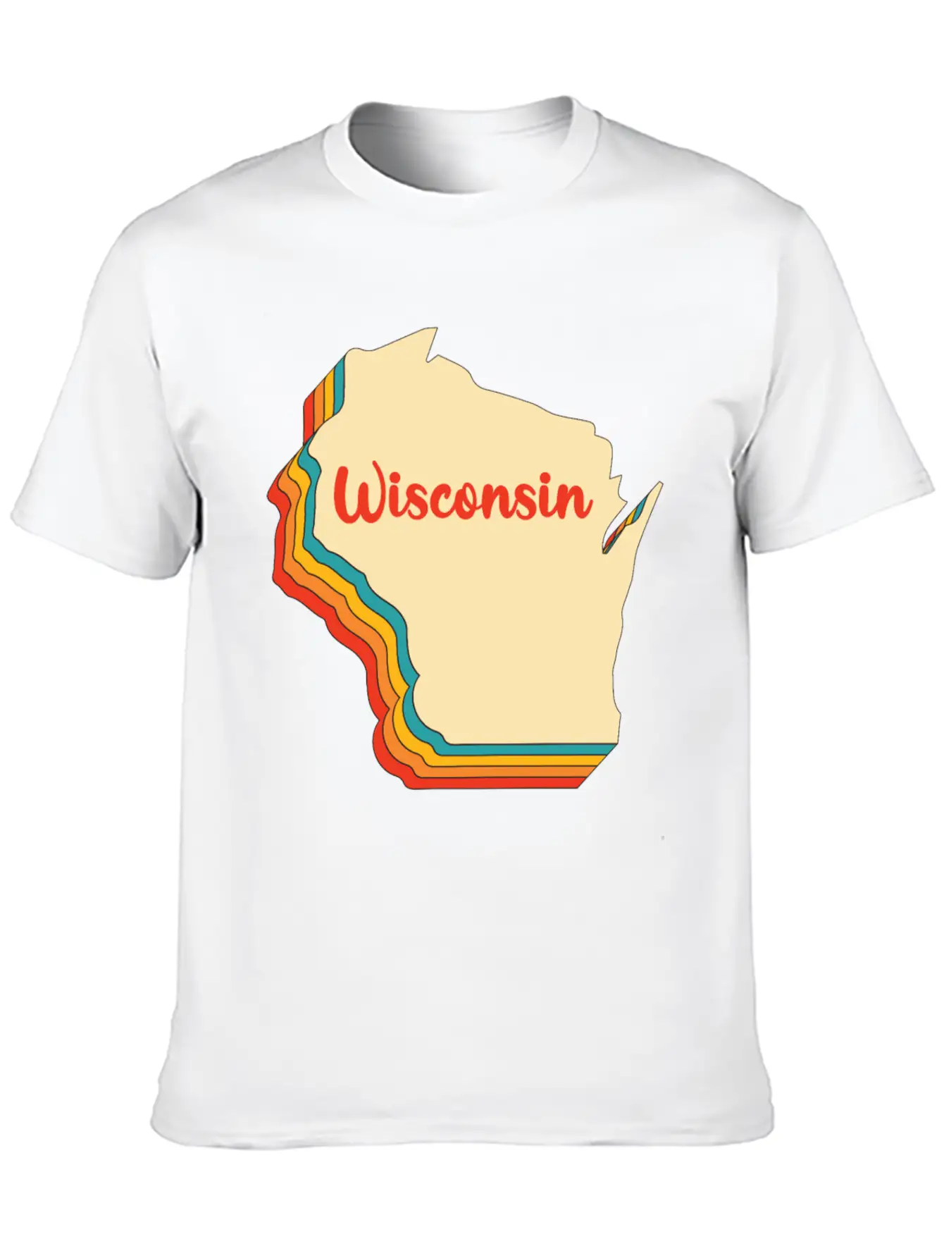 Wisconsin Map Outline Vintage Retro Wis Home State Basic Graphic T-Shirt ¨C Daily Comfort In Soft Cotton