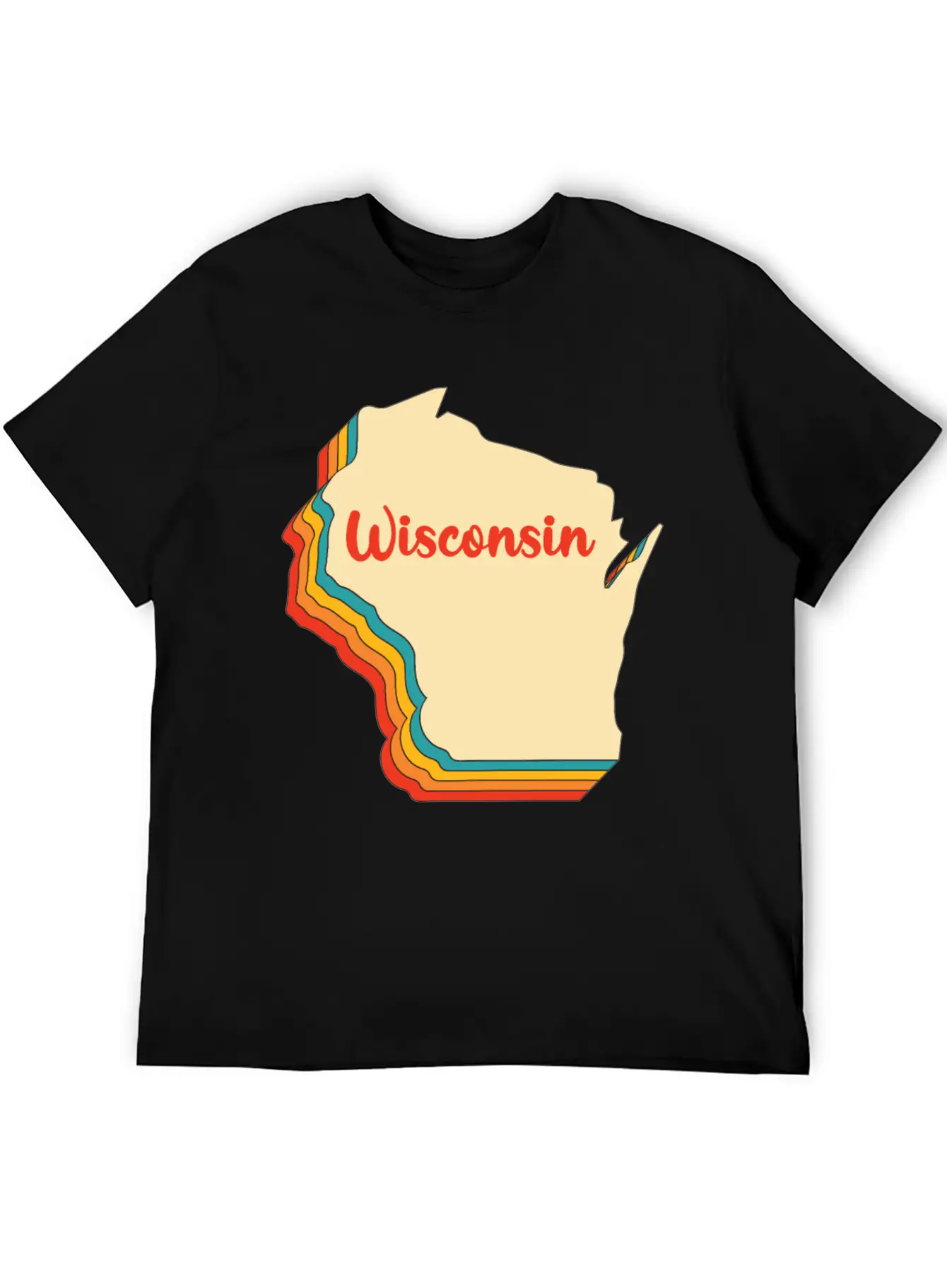 Wisconsin Map Outline Vintage Retro Wis Home State Basic Graphic T-Shirt ¨C Daily Comfort In Soft Cotton