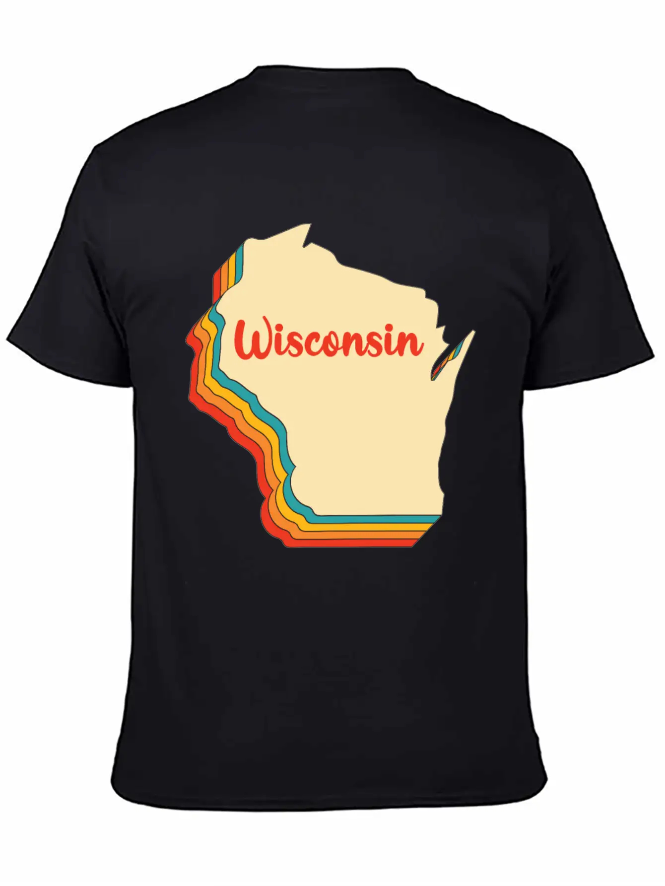 Wisconsin Map Outline Vintage Retro Wis Home State Basic Graphic T-Shirt ¨C Daily Comfort In Soft Cotton