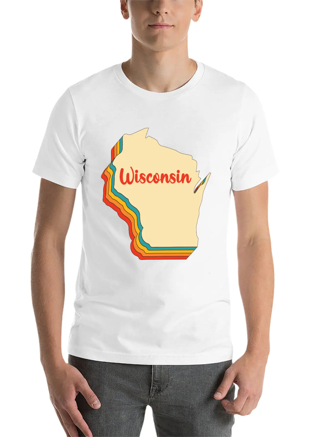 Wisconsin Map Outline Vintage Retro Wis Home State Basic Graphic T-Shirt ¨C Daily Comfort In Soft Cotton