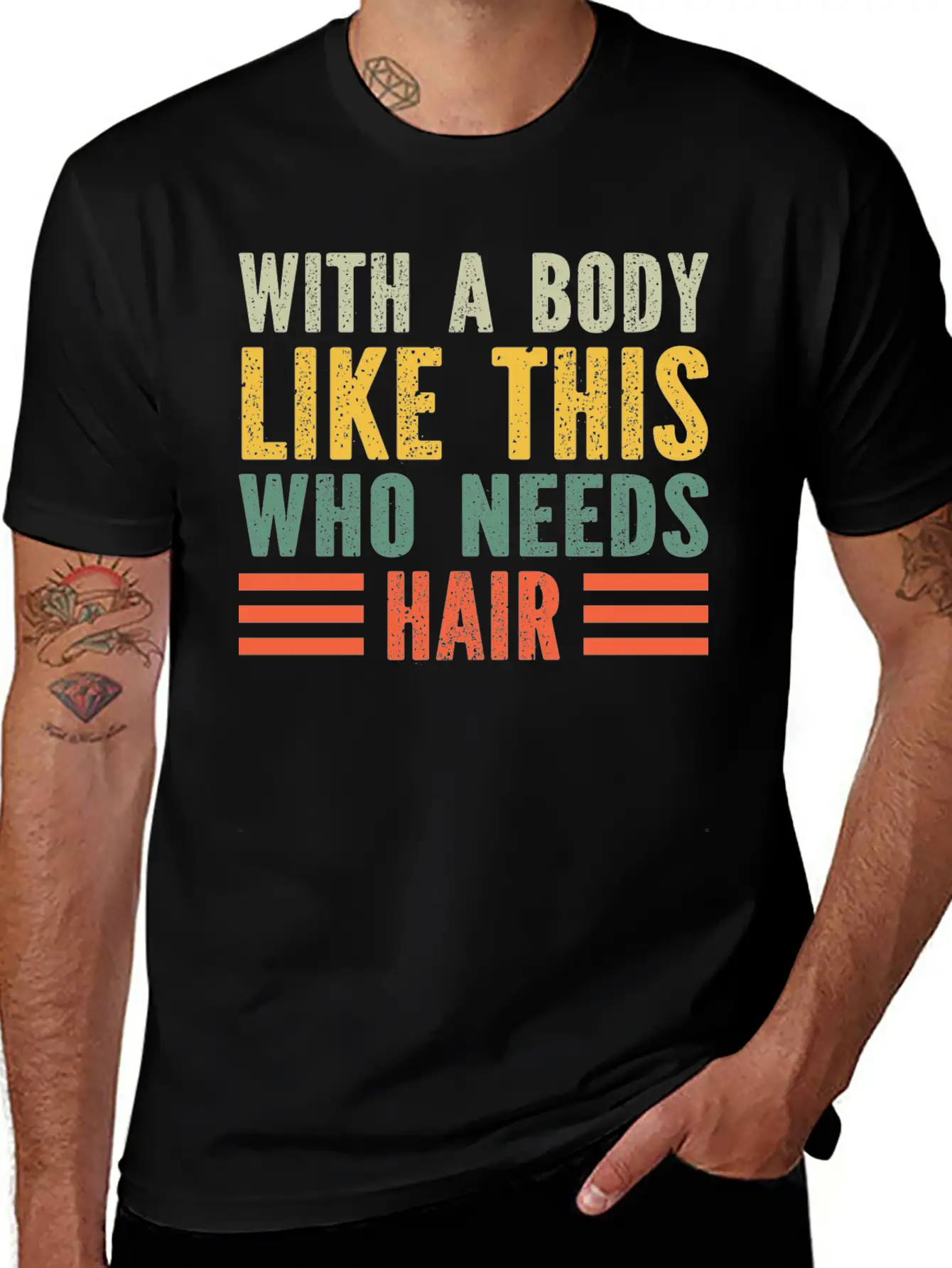 With A Body Like This Who Needs Hair Essential Cotton Tee For Daily Outfits ¨C Unisex Style
