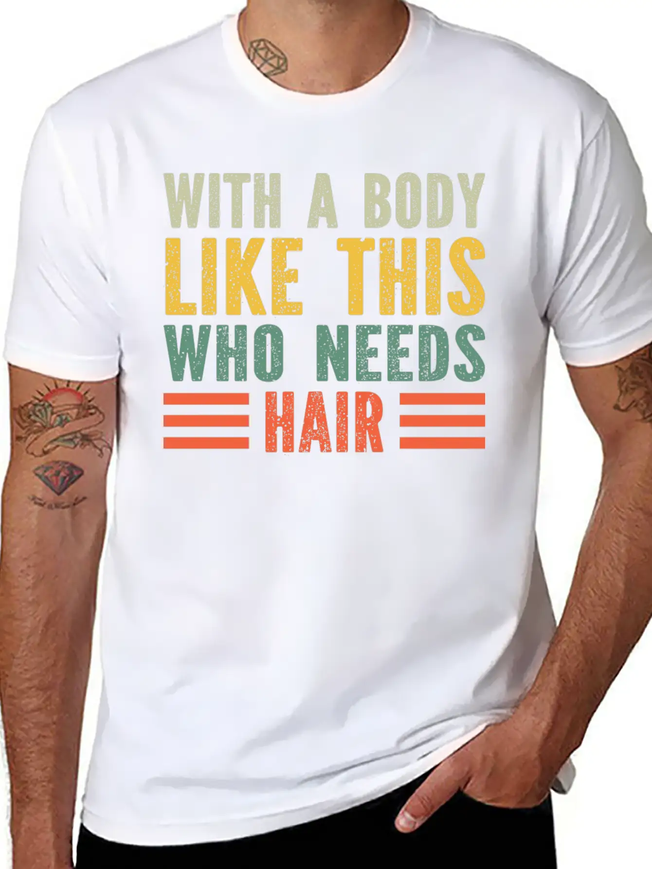 With A Body Like This Who Needs Hair Essential Cotton Tee For Daily Outfits ¨C Unisex Style