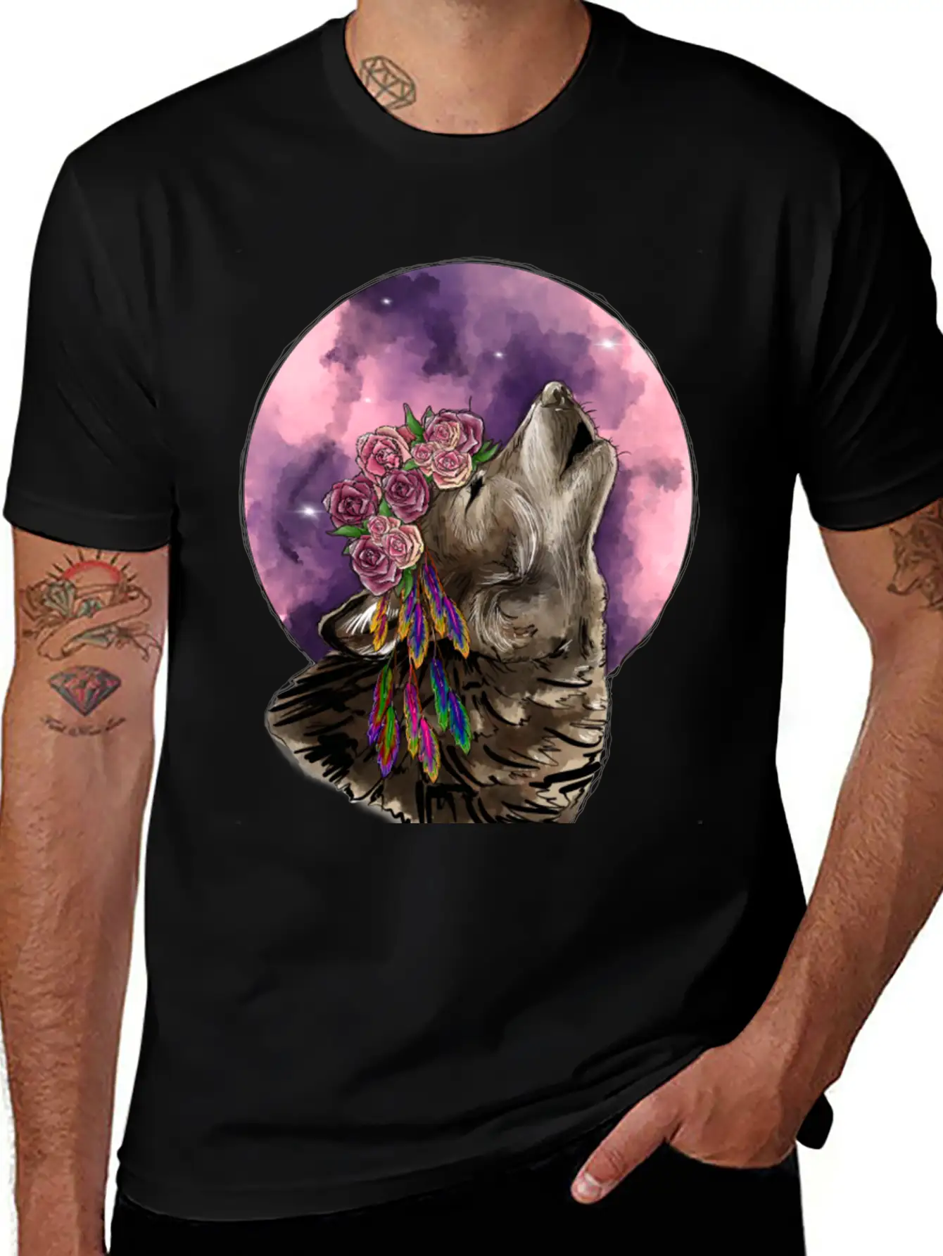 Wolf And Moon Essential Cotton Tee For Daily Outfits ¨C Unisex Style