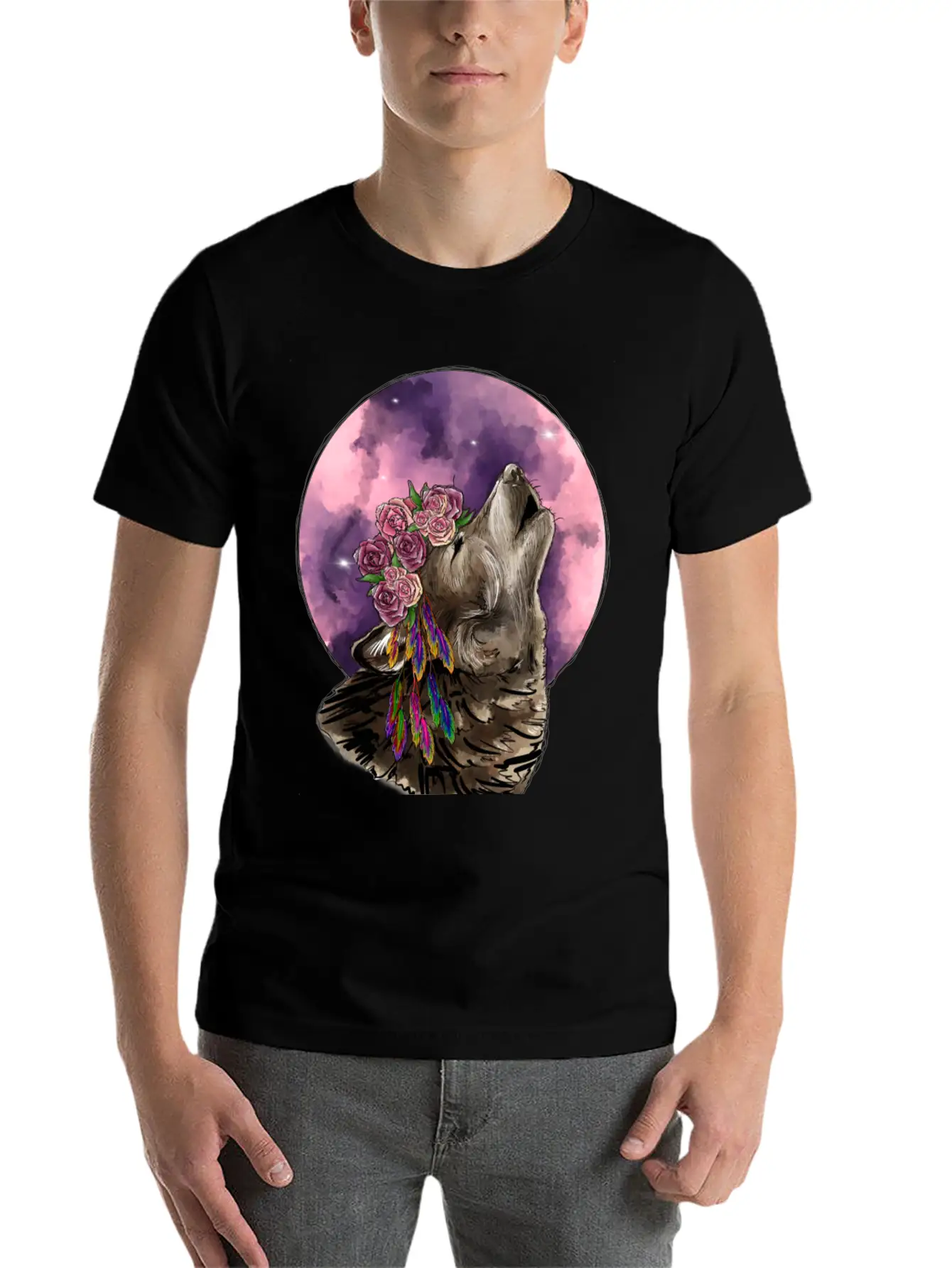 Wolf And Moon Essential Cotton Tee For Daily Outfits ¨C Unisex Style