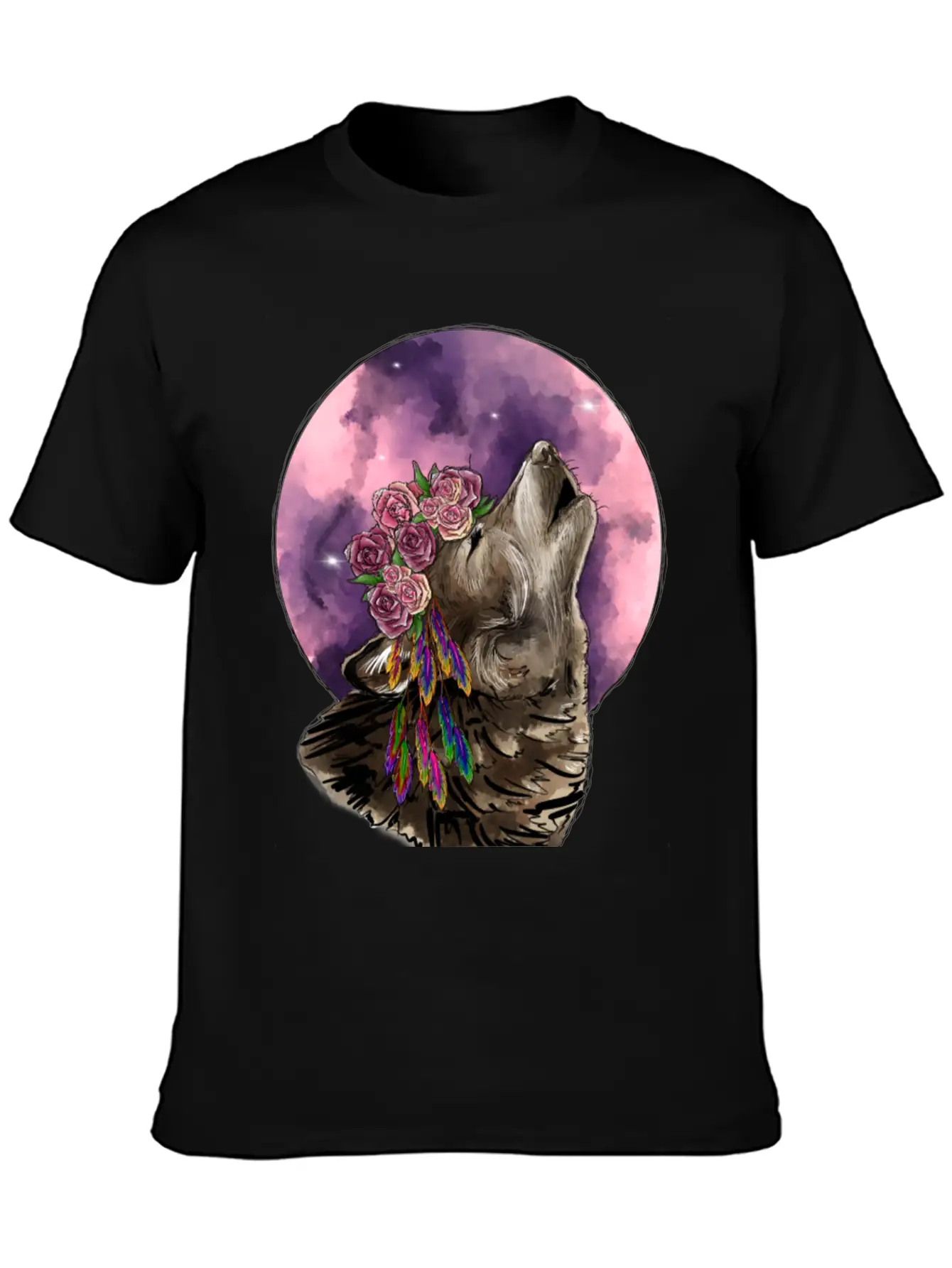 Wolf And Moon Essential Cotton Tee For Daily Outfits ¨C Unisex Style