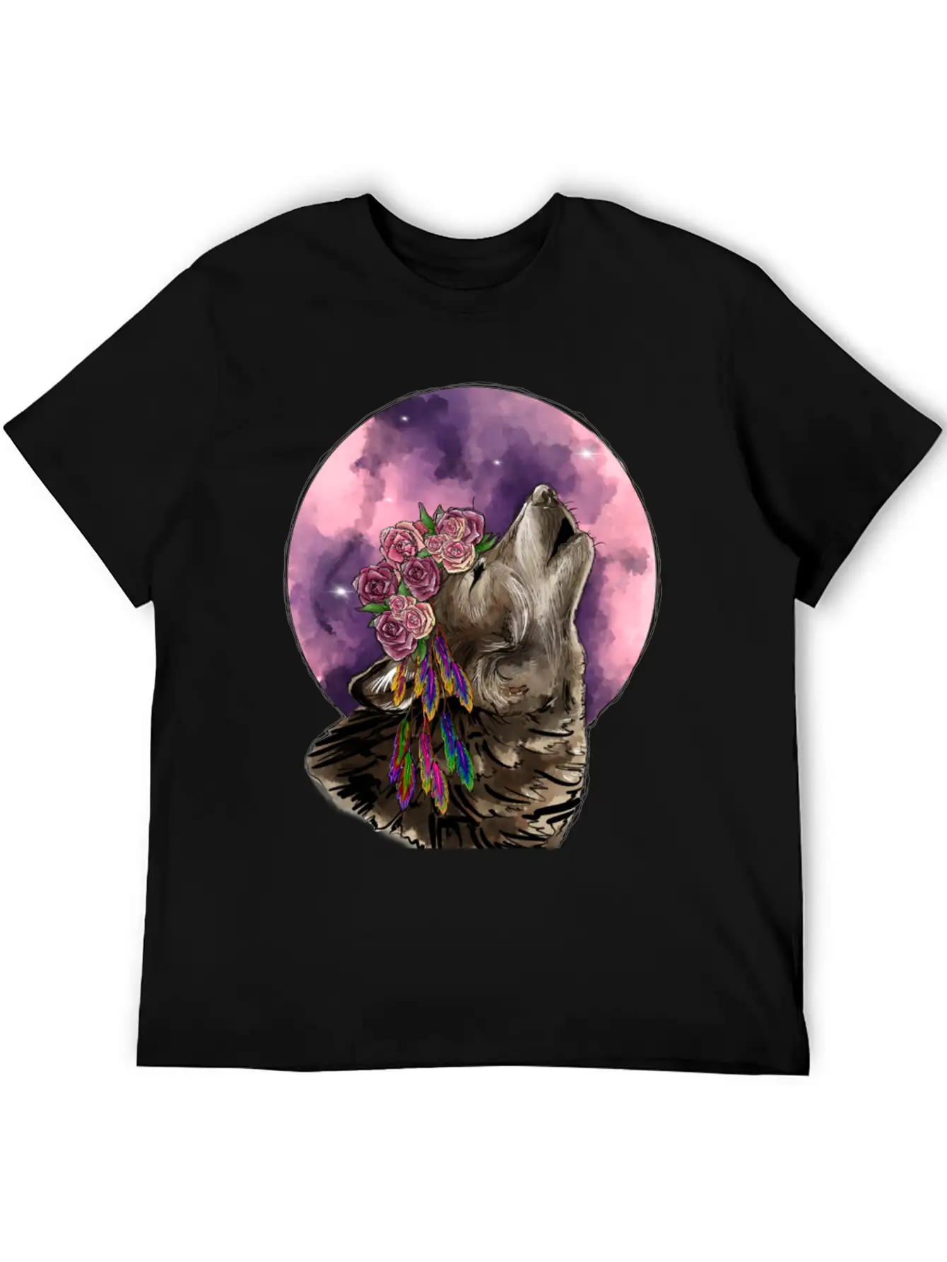 Wolf And Moon Essential Cotton Tee For Daily Outfits ¨C Unisex Style