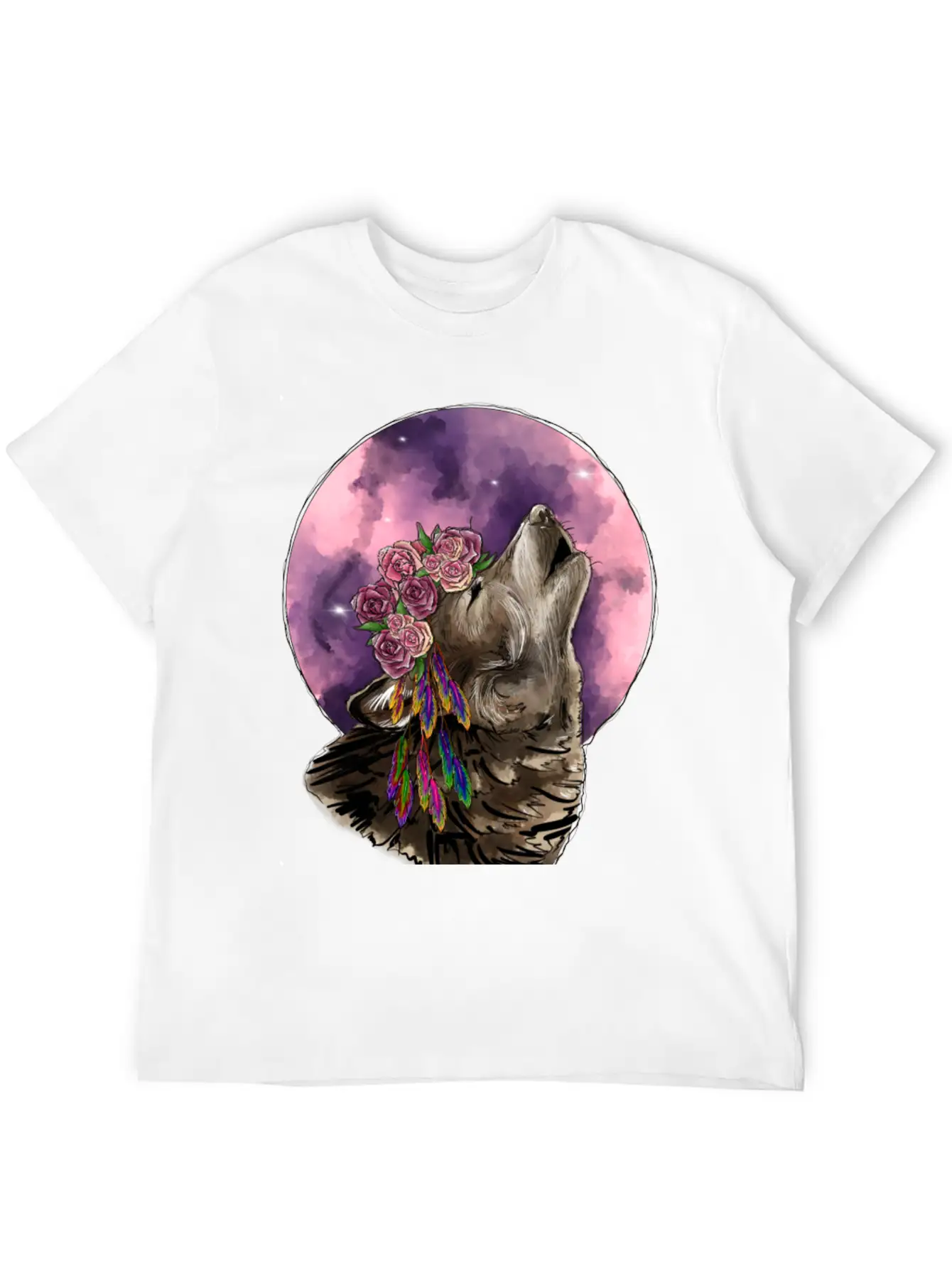 Wolf And Moon Essential Cotton Tee For Daily Outfits ¨C Unisex Style