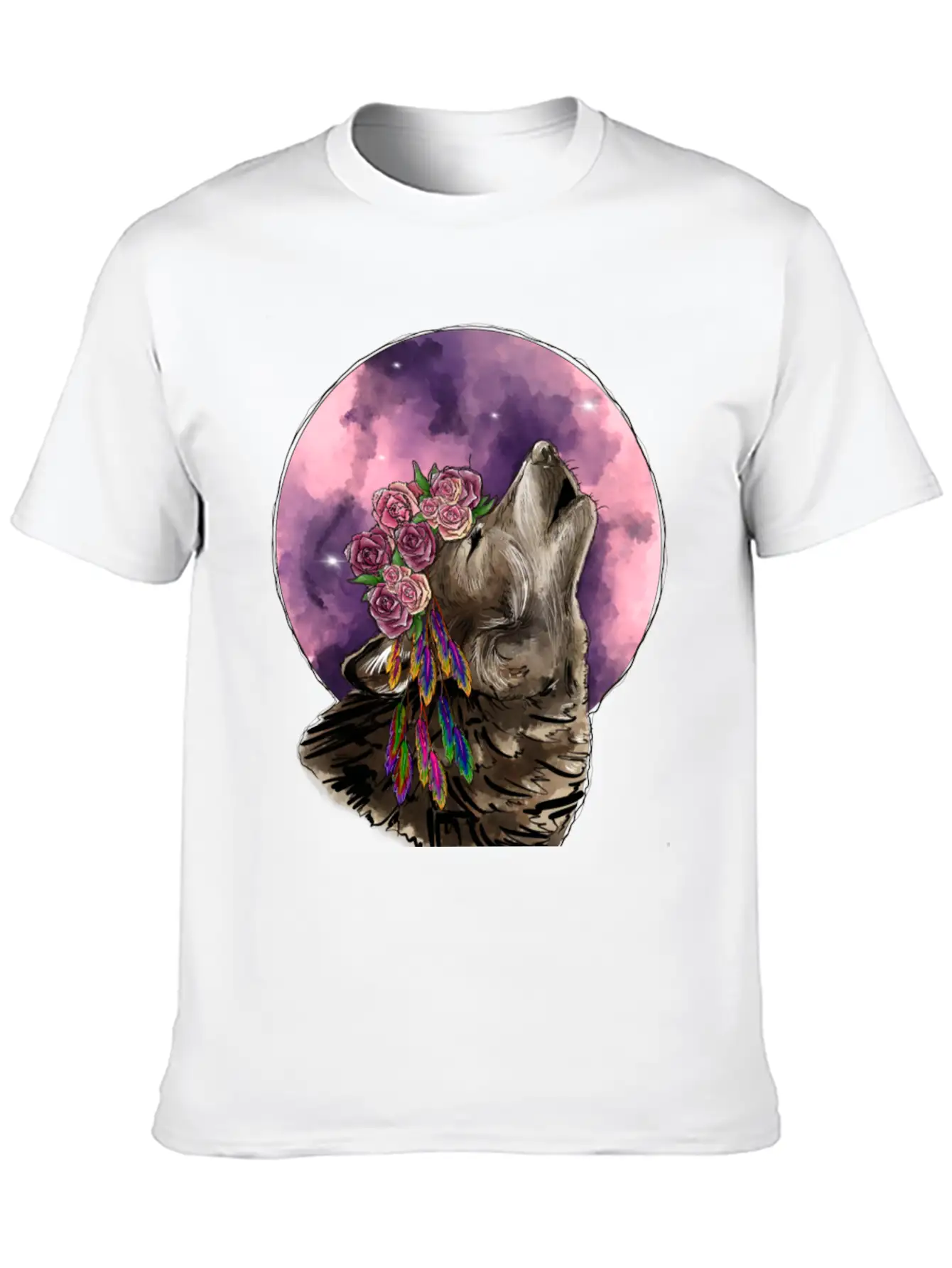 Wolf And Moon Essential Cotton Tee For Daily Outfits ¨C Unisex Style
