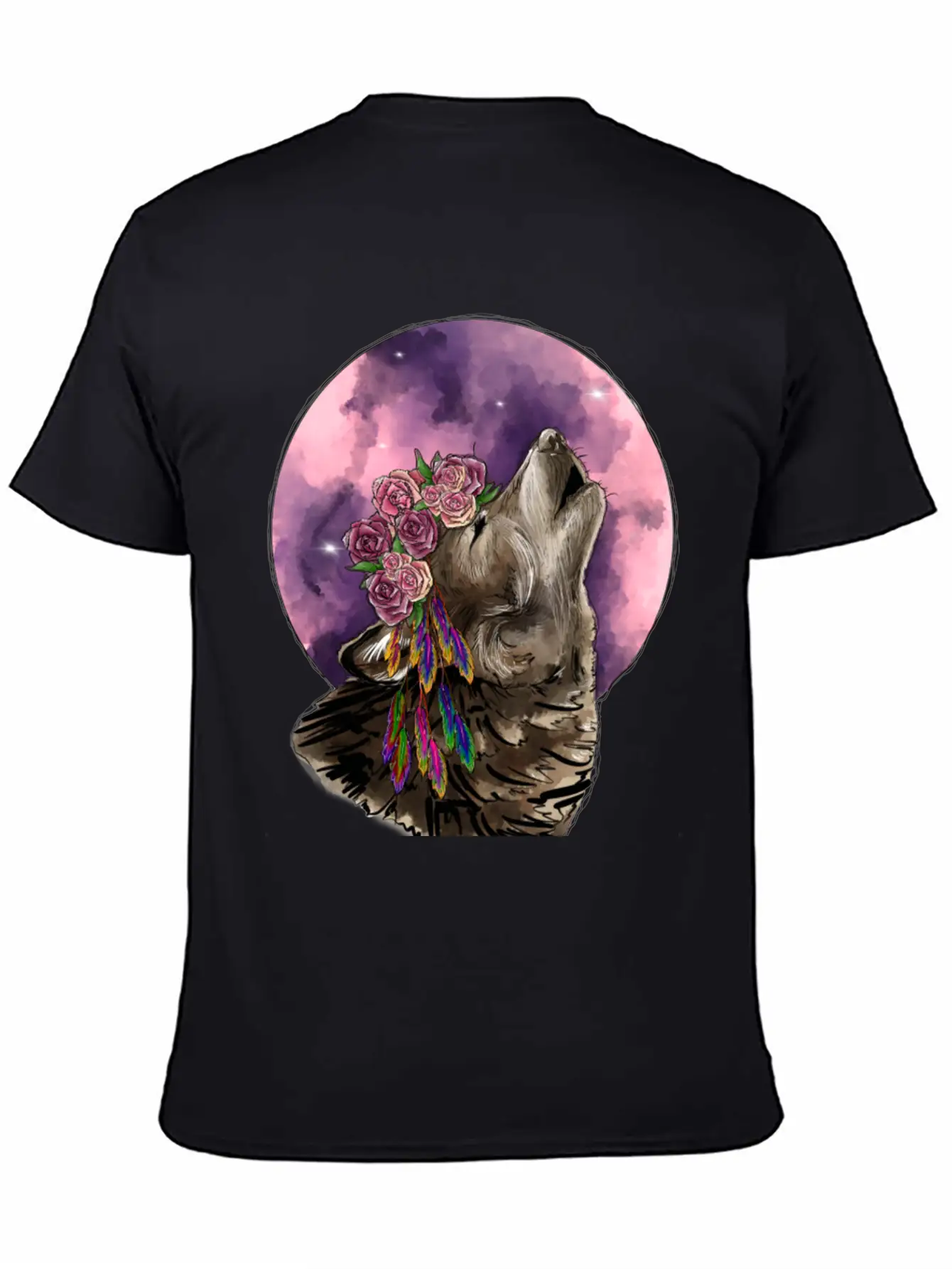 Wolf And Moon Essential Cotton Tee For Daily Outfits ¨C Unisex Style