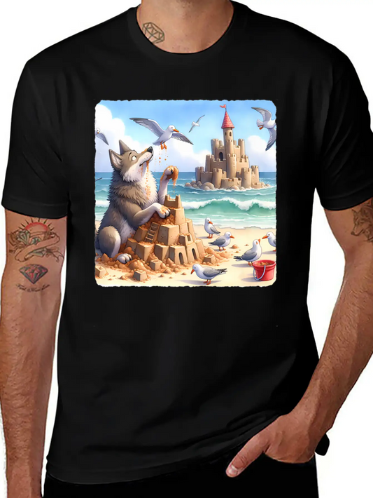 Wolf Building Sandcastle Fun Premium Lightweight Cotton T-Shirt ¨C Daily Comfort Graphic Shirt