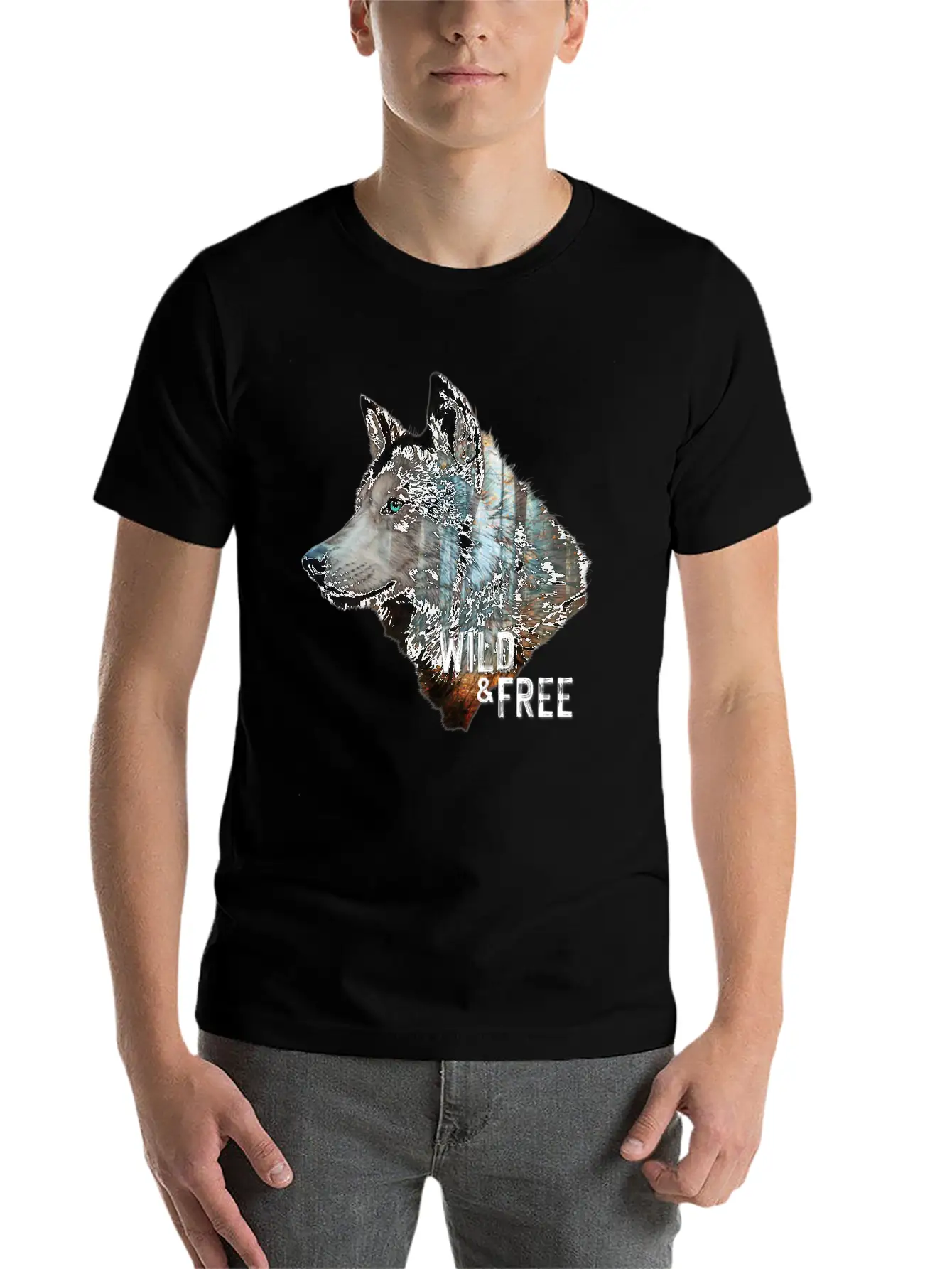 Wolf Forest Brown Wild And Free Unisex Casual T-Shirt ¨C Clean Design For Daily Comfort