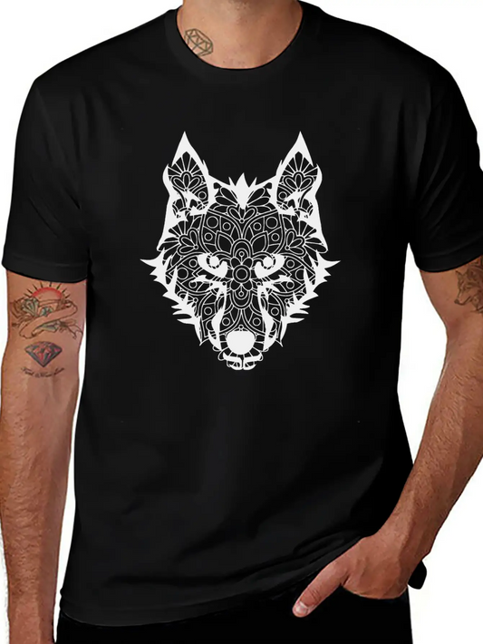 Wolf Head Mandala Wolves Howling Wild Animal Gift Unisex Casual T-Shirt ¨C Clean Design For Daily Comfort