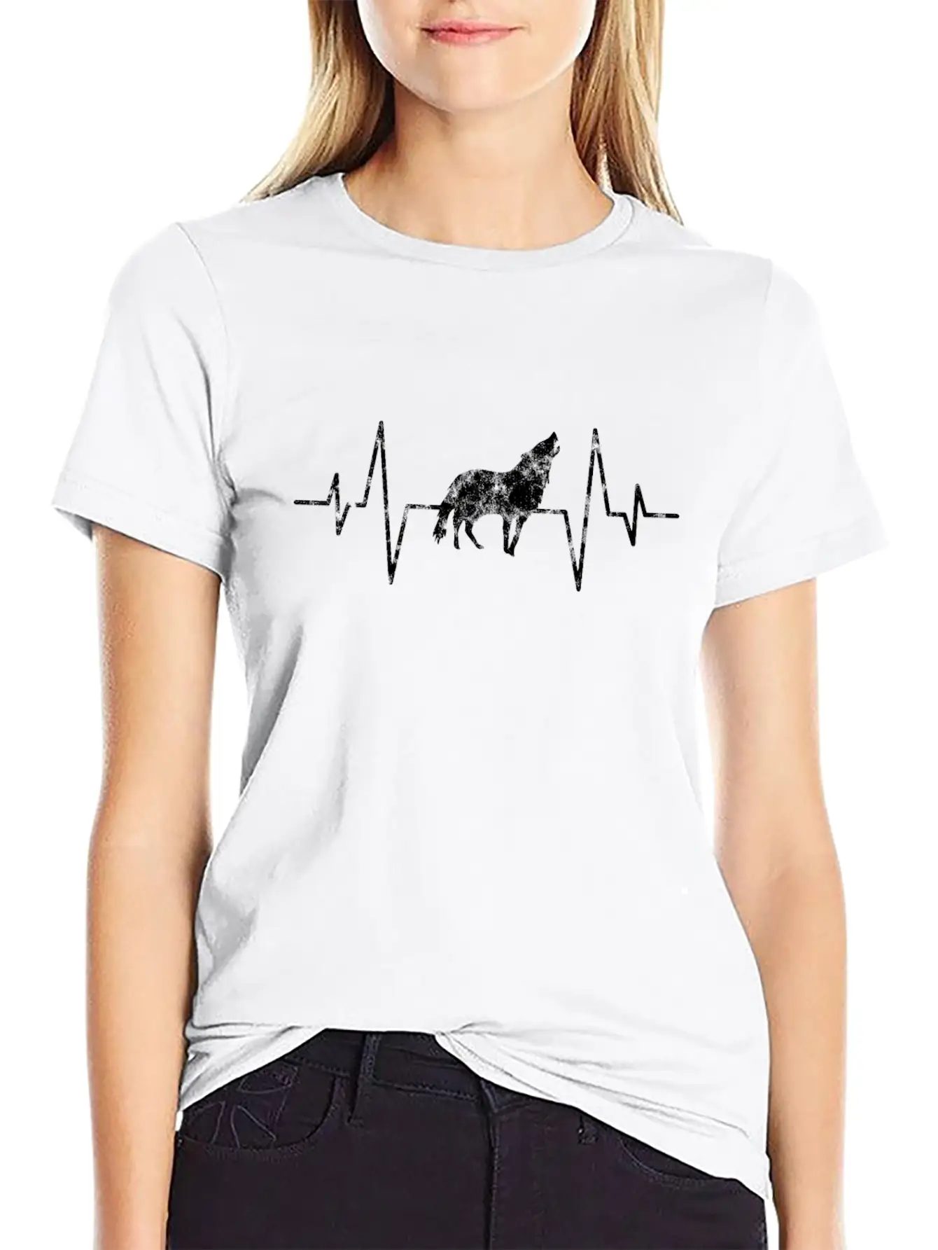 Wolf Heartbeat Basic Graphic T-Shirt ¨C Daily Comfort In Soft Cotton