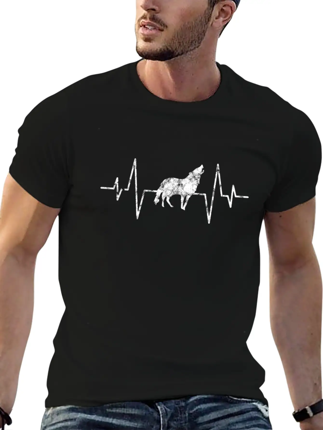 Wolf Heartbeat Basic Graphic T-Shirt ¨C Daily Comfort In Soft Cotton