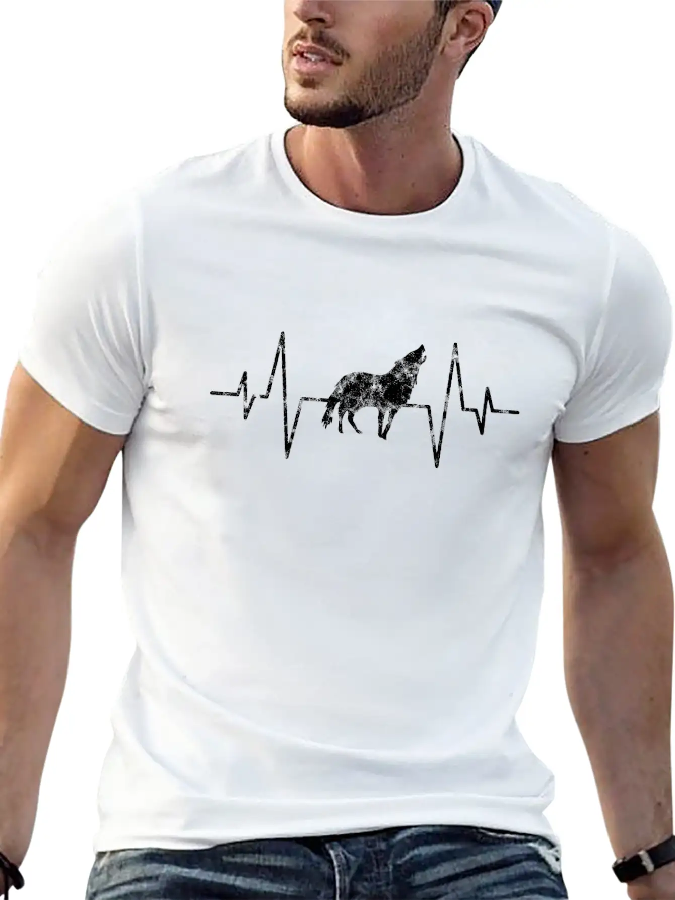Wolf Heartbeat Basic Graphic T-Shirt ¨C Daily Comfort In Soft Cotton