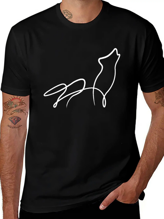 Wolf Minimal Line Animal Pack Dog Gift Basic Graphic T-Shirt ¨C Daily Comfort In Soft Cotton