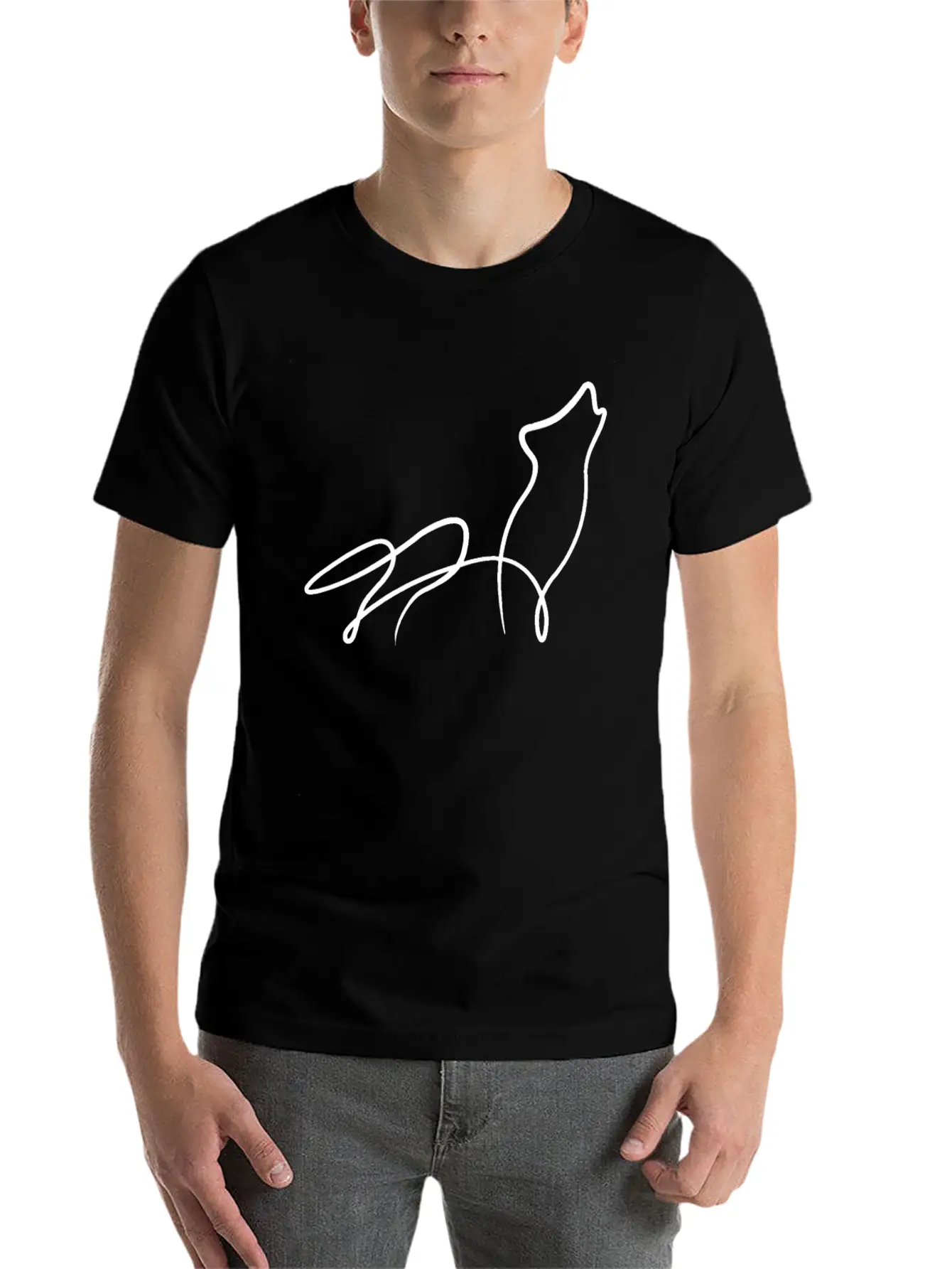 Wolf Minimal Line Animal Pack Dog Gift Basic Graphic T-Shirt ¨C Daily Comfort In Soft Cotton