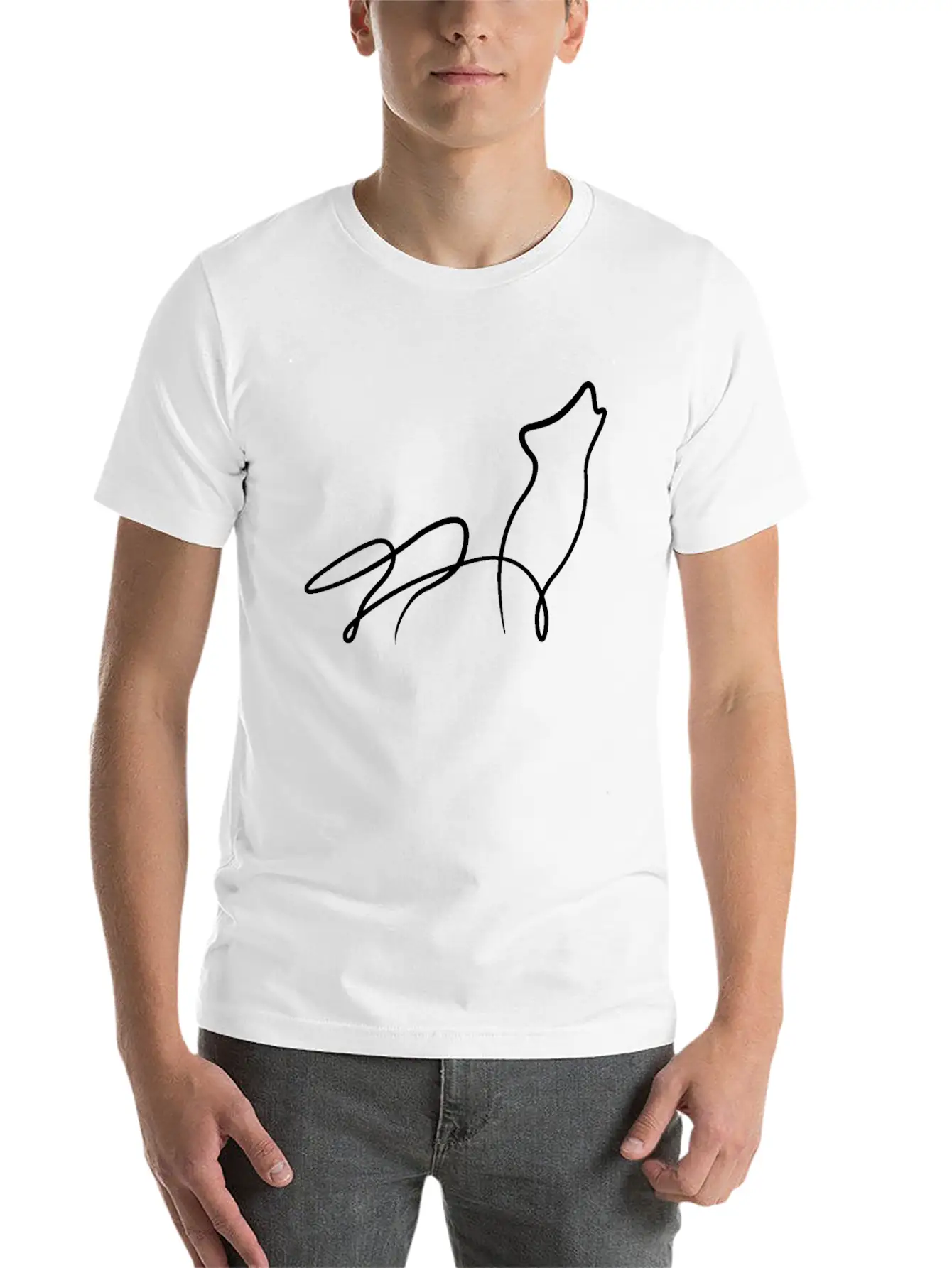 Wolf Minimal Line Animal Pack Dog Gift Basic Graphic T-Shirt ¨C Daily Comfort In Soft Cotton