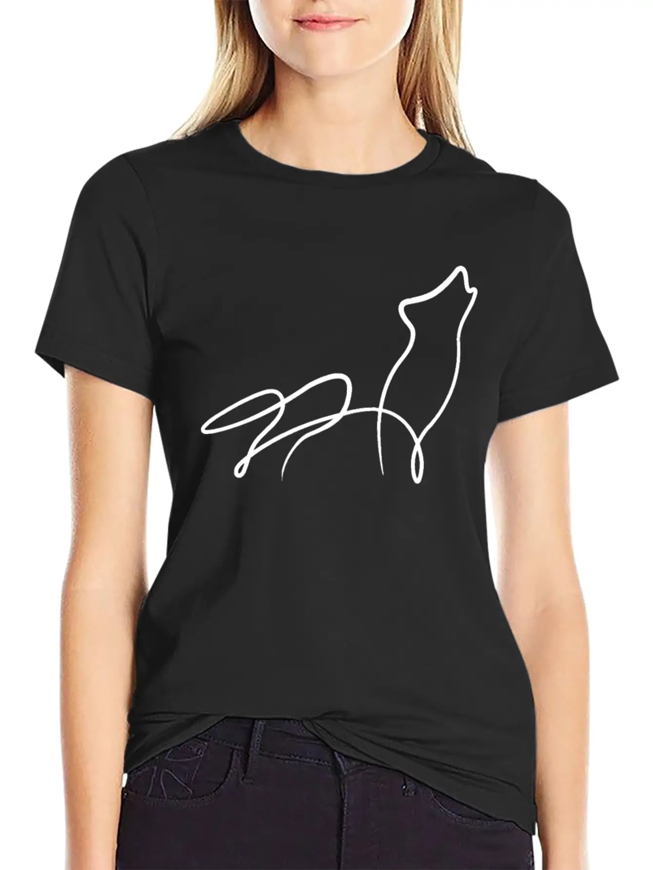 Wolf Minimal Line Animal Pack Dog Gift Basic Graphic T-Shirt ¨C Daily Comfort In Soft Cotton