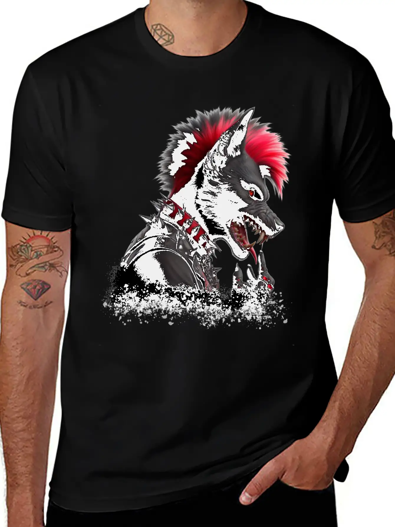 Wolf Punk RED Basic Graphic T-Shirt ¨C Daily Comfort In Soft Cotton