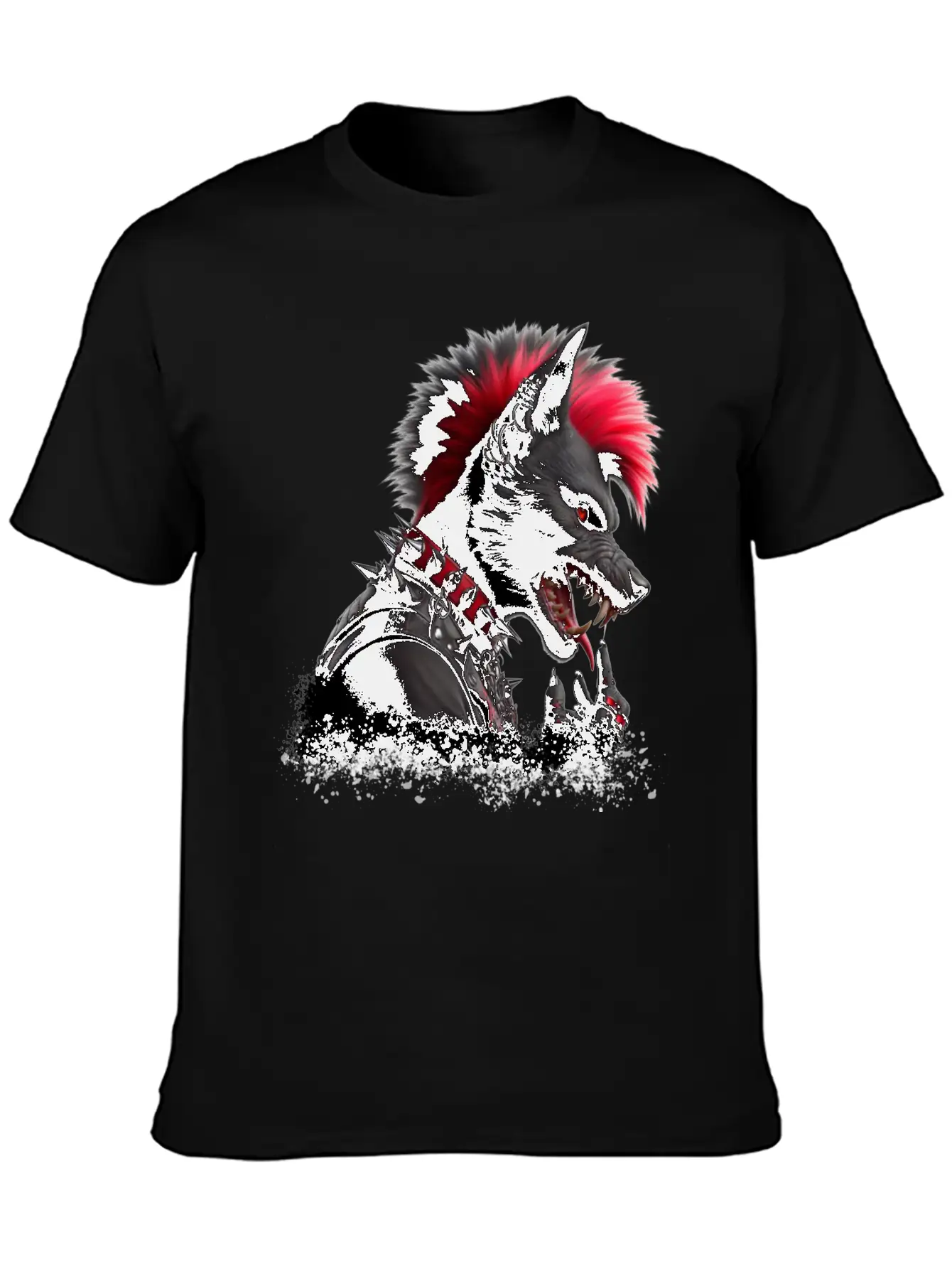 Wolf Punk RED Basic Graphic T-Shirt ¨C Daily Comfort In Soft Cotton