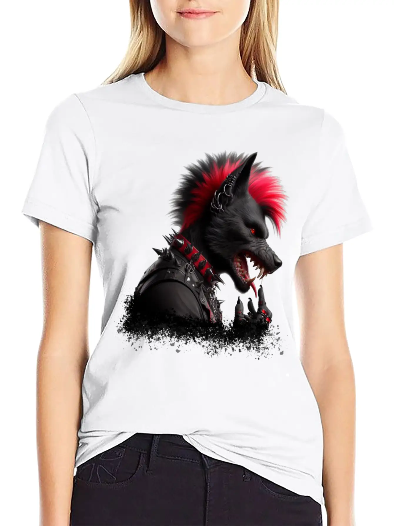 Wolf Punk RED Basic Graphic T-Shirt ¨C Daily Comfort In Soft Cotton