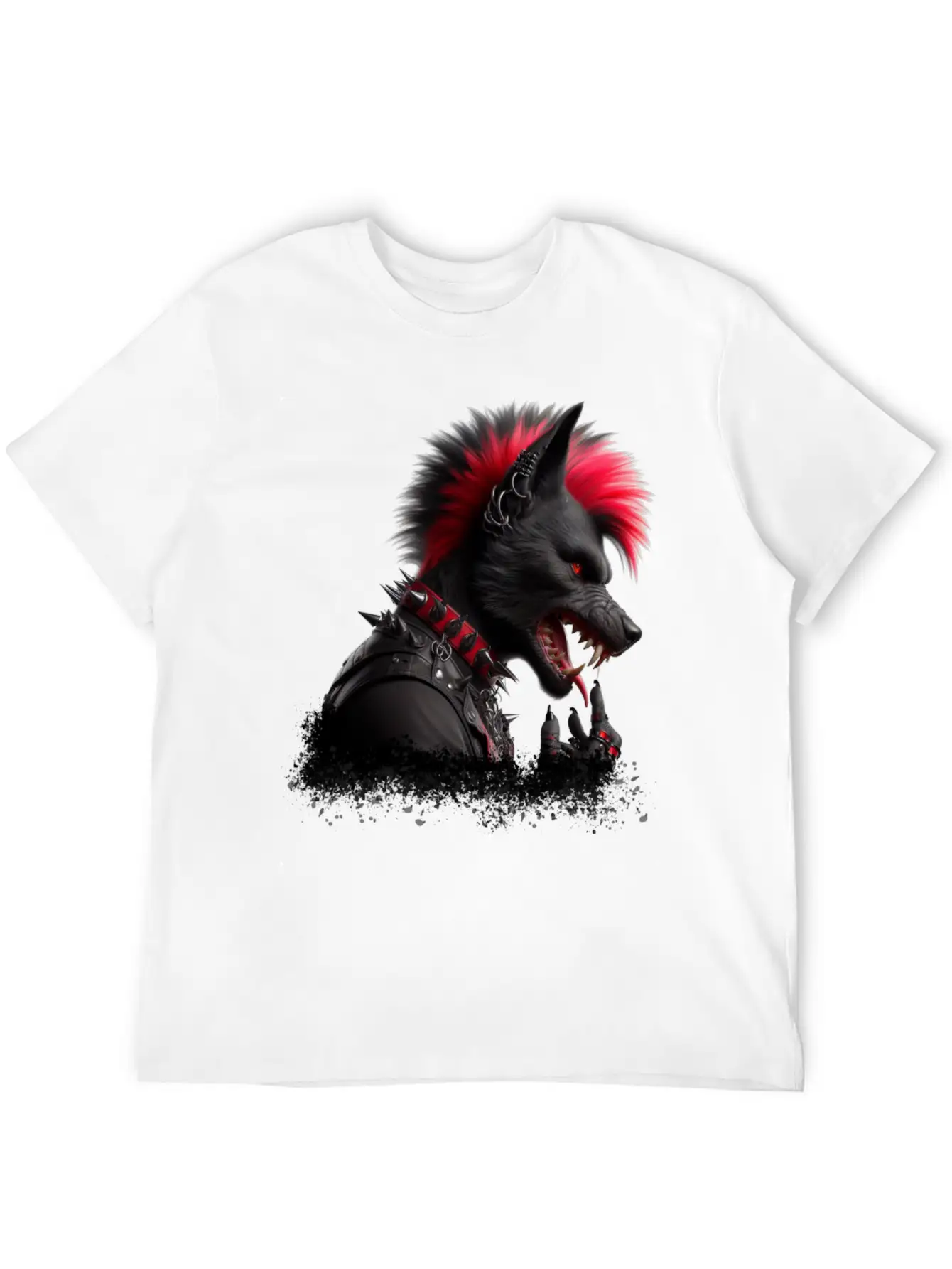 Wolf Punk RED Basic Graphic T-Shirt ¨C Daily Comfort In Soft Cotton