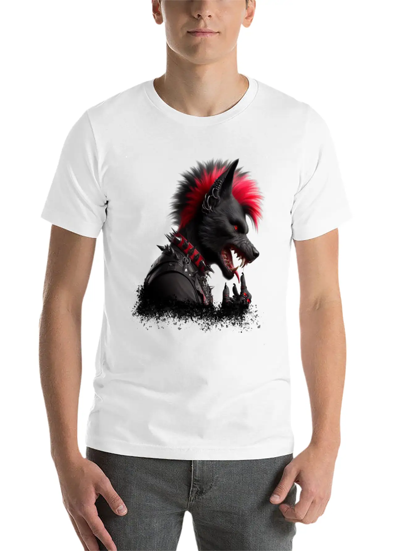Wolf Punk RED Basic Graphic T-Shirt ¨C Daily Comfort In Soft Cotton