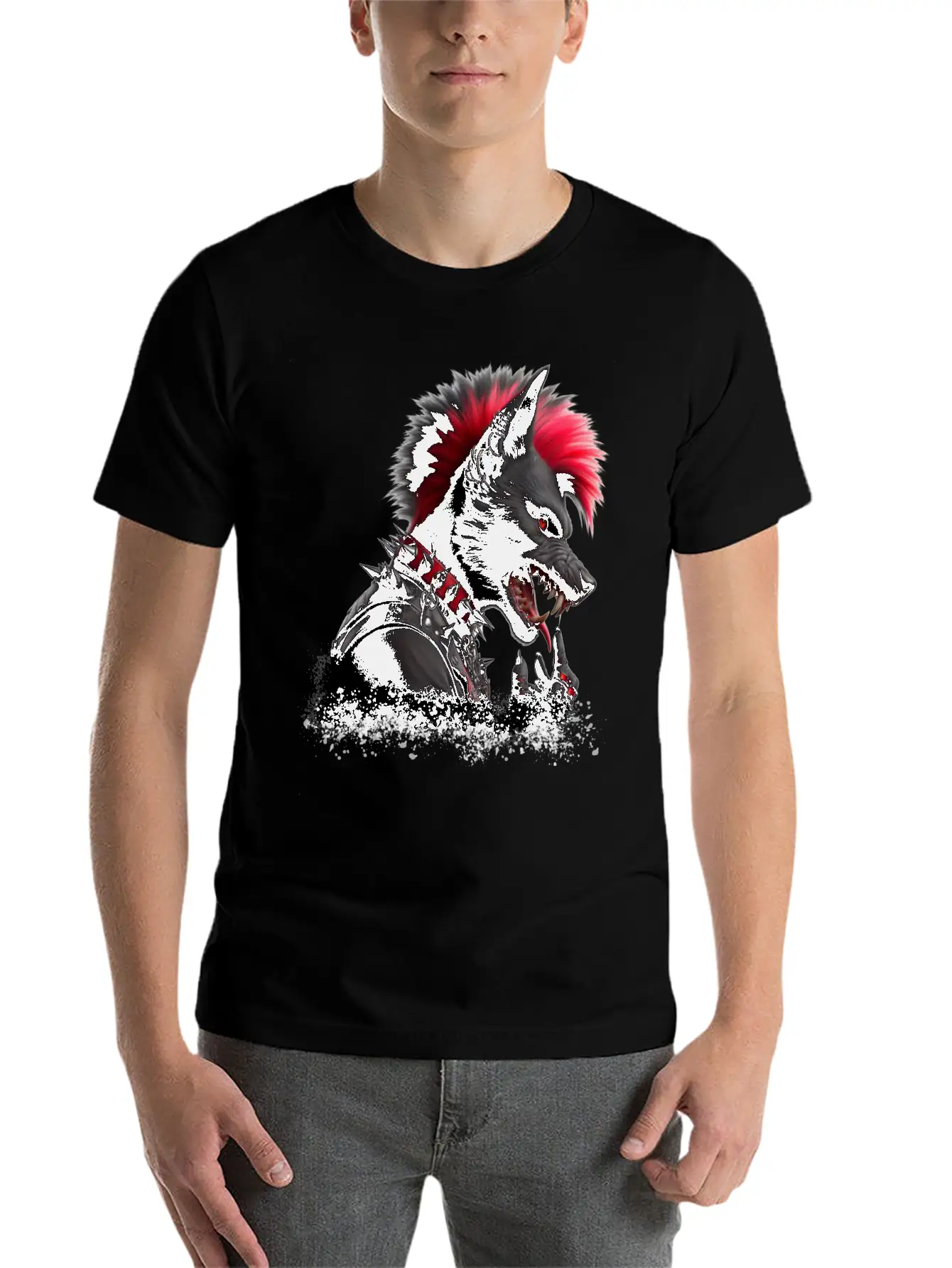 Wolf Punk RED Basic Graphic T-Shirt ¨C Daily Comfort In Soft Cotton