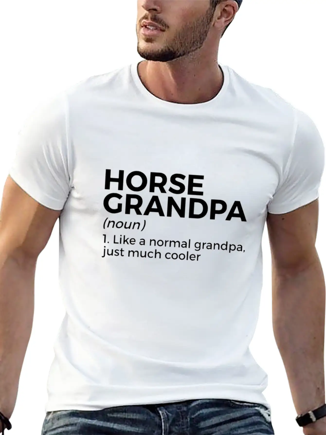 Womens Horse Grandpa Definition Horse Lover V Neck Essential Cotton Tee For Daily Outfits ¨C Unisex Style
