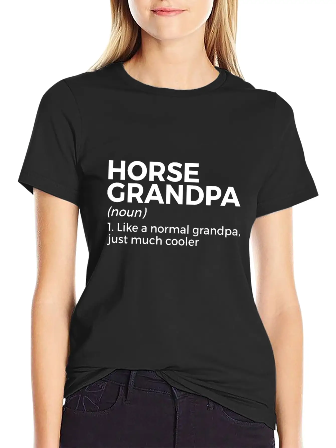 Womens Horse Grandpa Definition Horse Lover V Neck Essential Cotton Tee For Daily Outfits ¨C Unisex Style