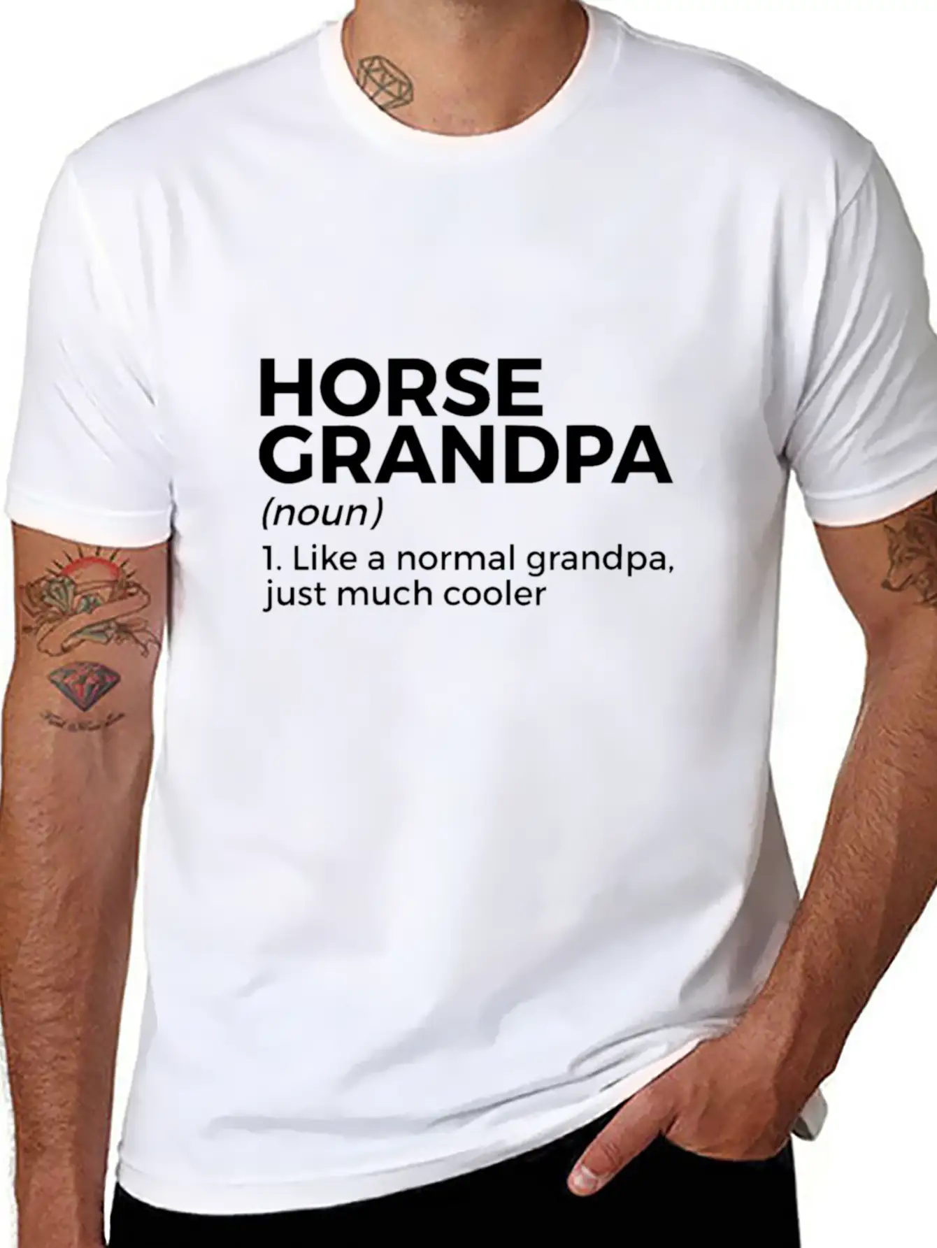 Womens Horse Grandpa Definition Horse Lover V Neck Essential Cotton Tee For Daily Outfits ¨C Unisex Style