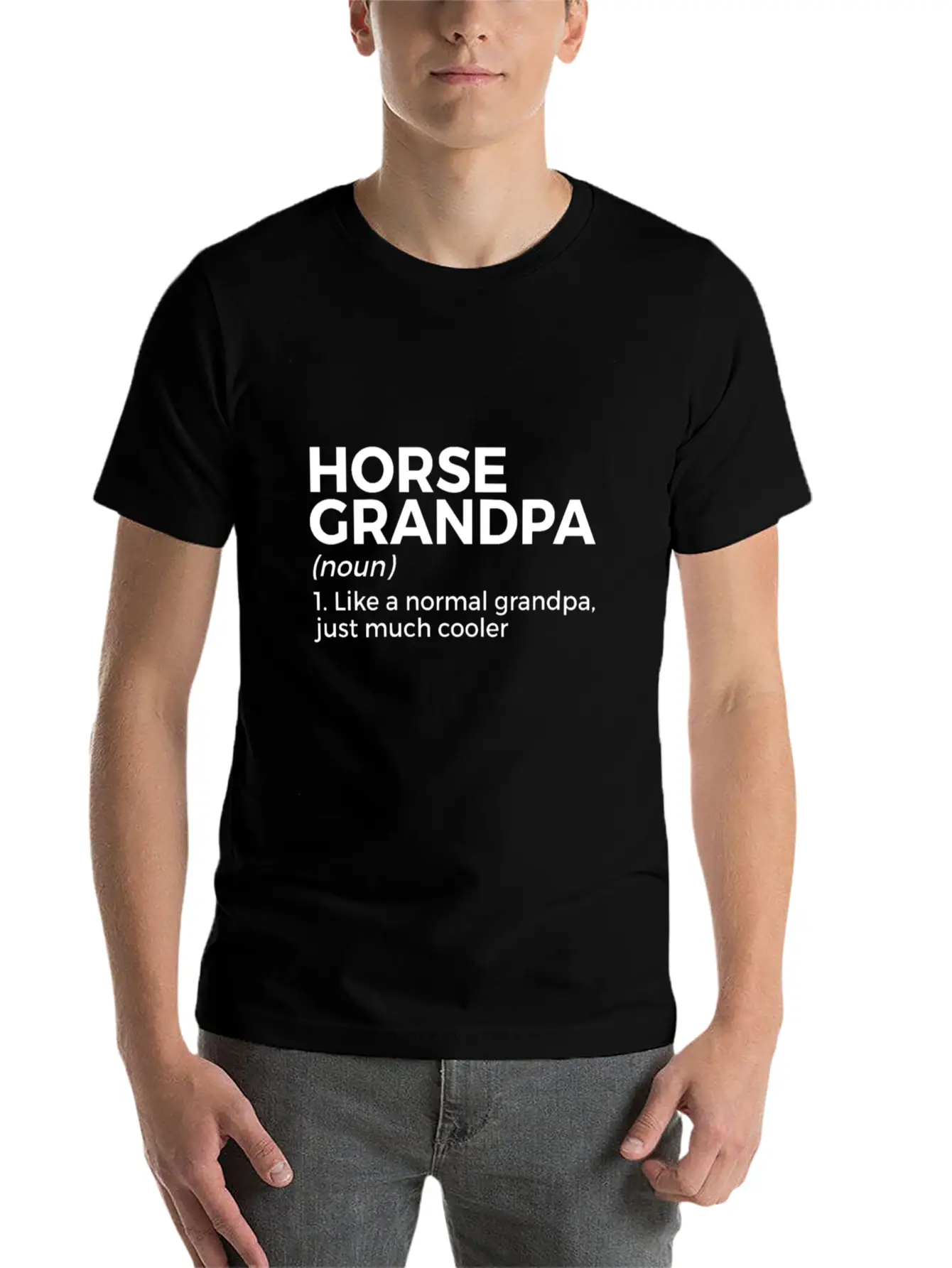 Womens Horse Grandpa Definition Horse Lover V Neck Essential Cotton Tee For Daily Outfits ¨C Unisex Style