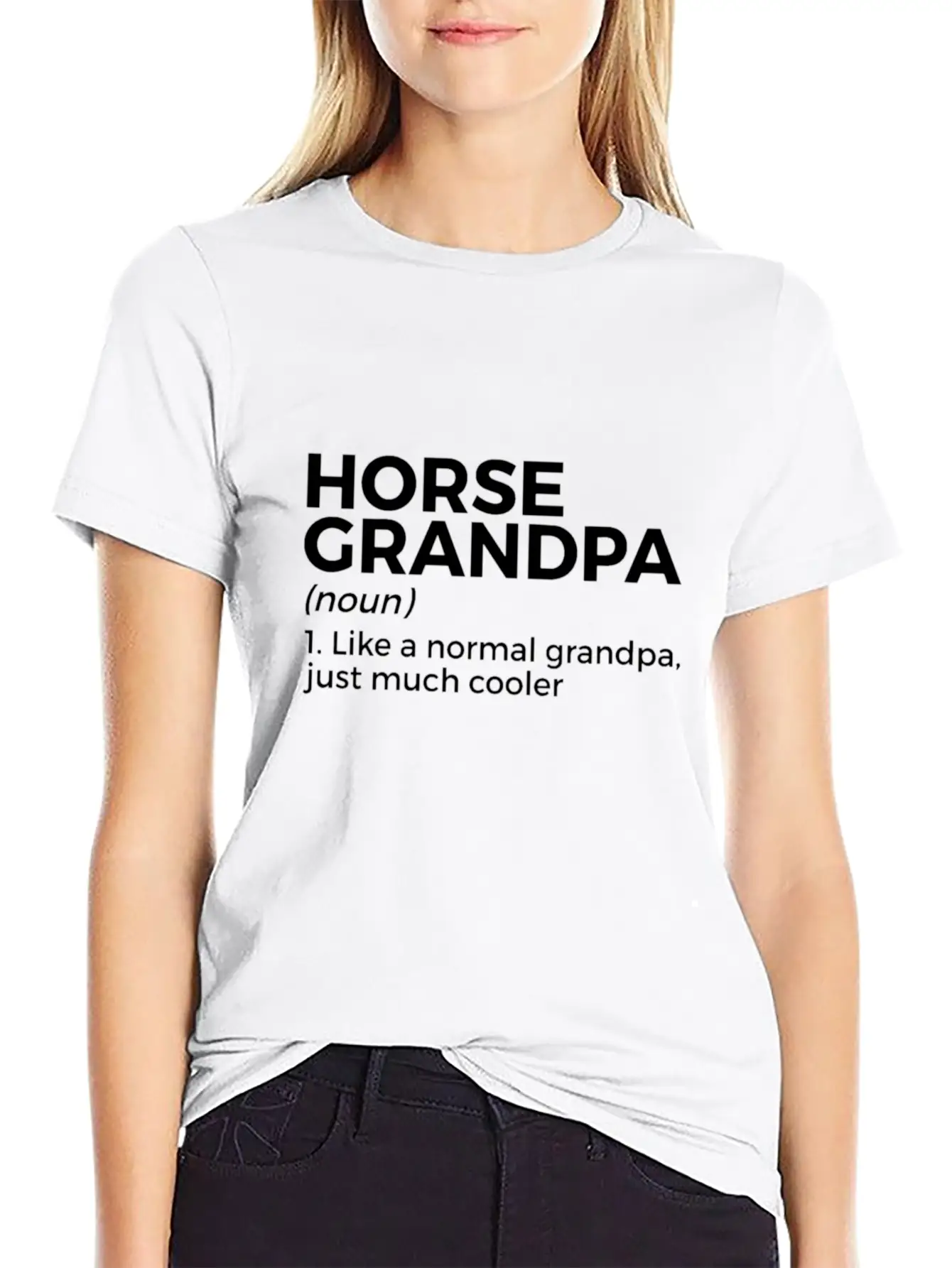 Womens Horse Grandpa Definition Horse Lover V Neck Essential Cotton Tee For Daily Outfits ¨C Unisex Style