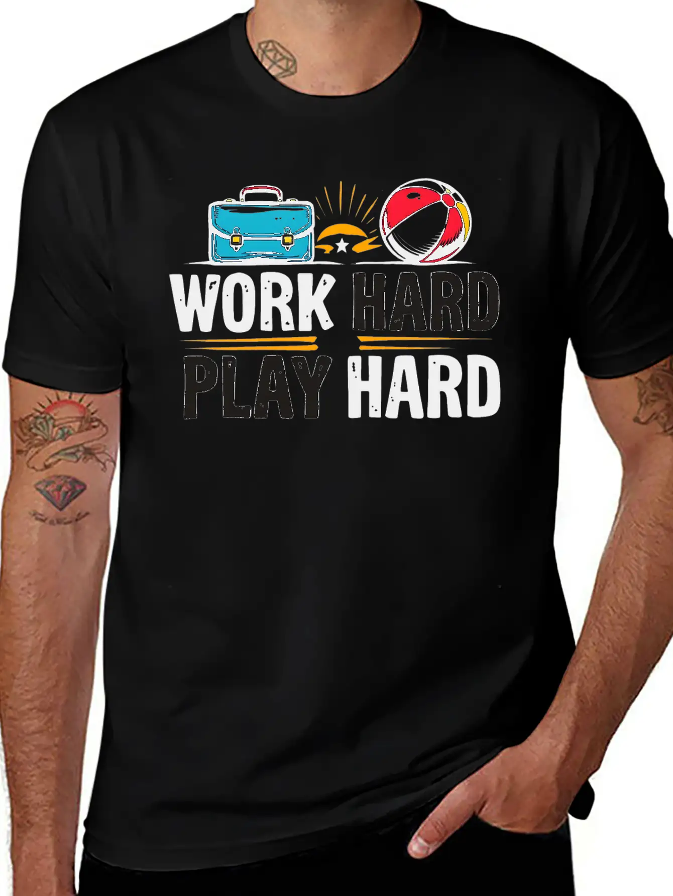 Work Hard Play Hard Essential Cotton Tee For Daily Outfits ¨C Unisex Style