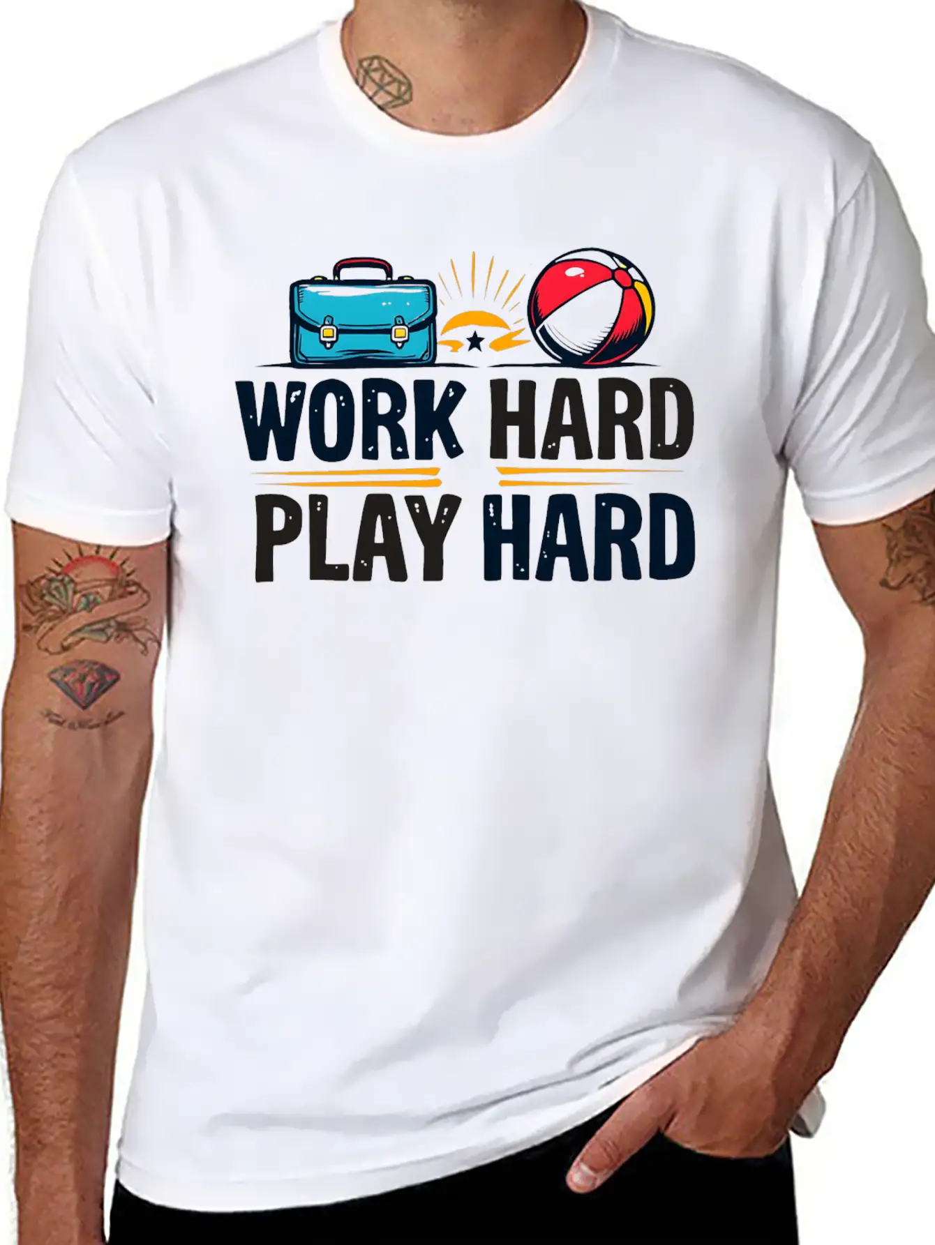 Work Hard Play Hard Essential Cotton Tee For Daily Outfits ¨C Unisex Style