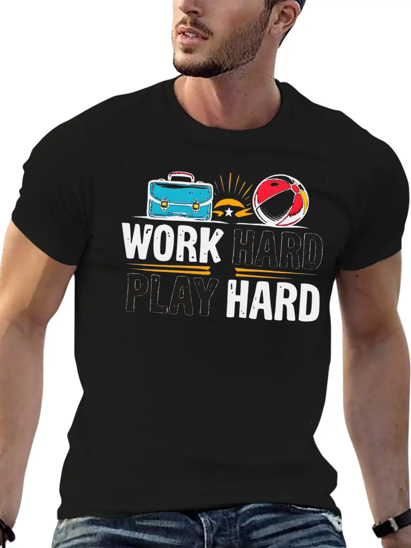 Work Hard Play Hard Essential Cotton Tee For Daily Outfits ¨C Unisex Style