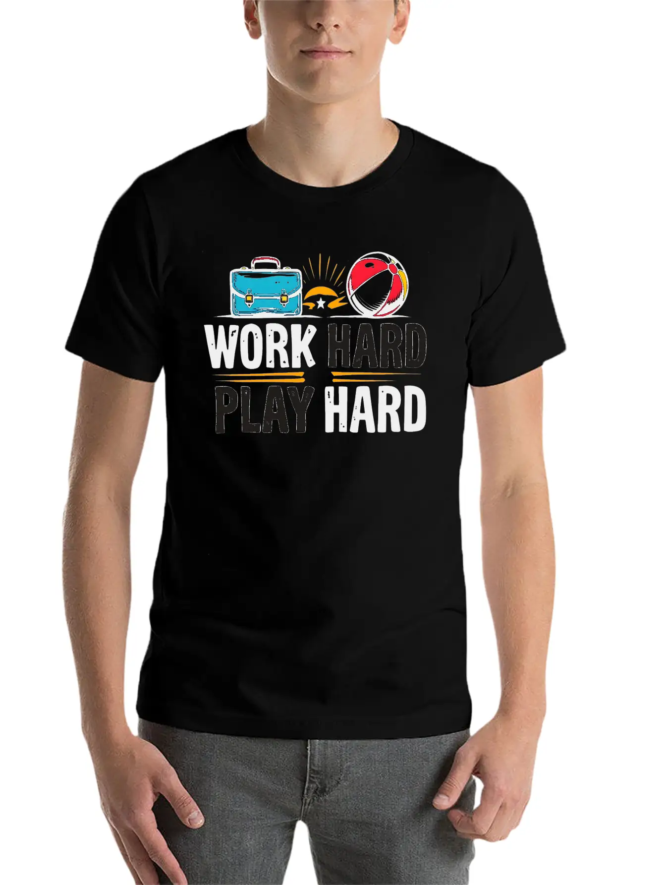 Work Hard Play Hard Essential Cotton Tee For Daily Outfits ¨C Unisex Style