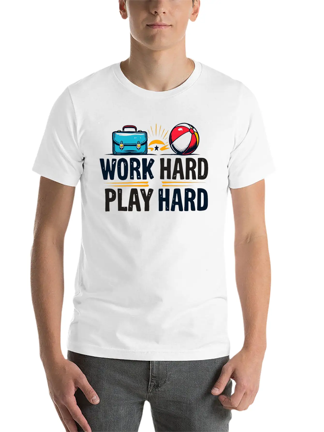 Work Hard Play Hard Essential Cotton Tee For Daily Outfits ¨C Unisex Style