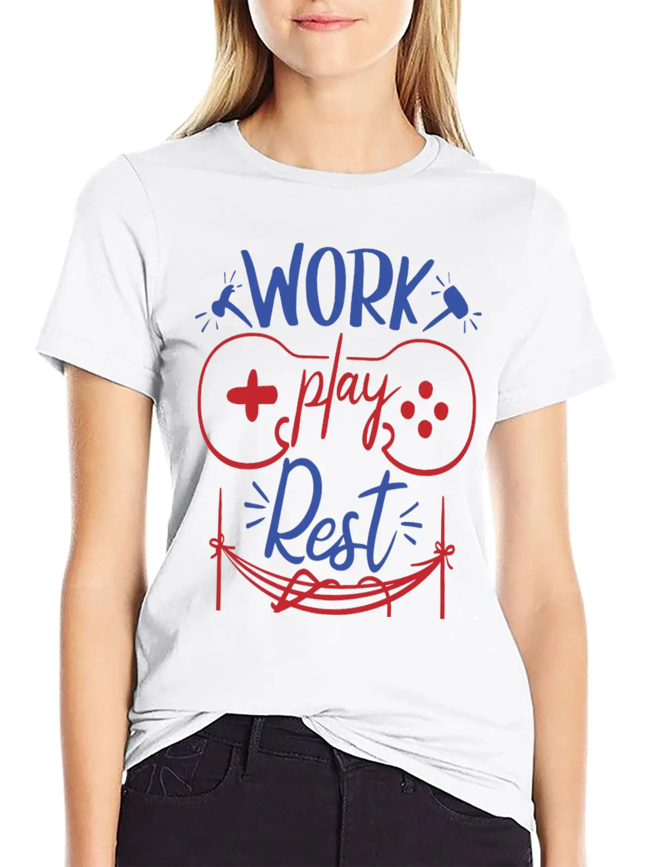 Work Play Rest Video Games Gaming Gamer Geek Gift Basic Graphic T-Shirt ¨C Daily Comfort In Soft Cotton