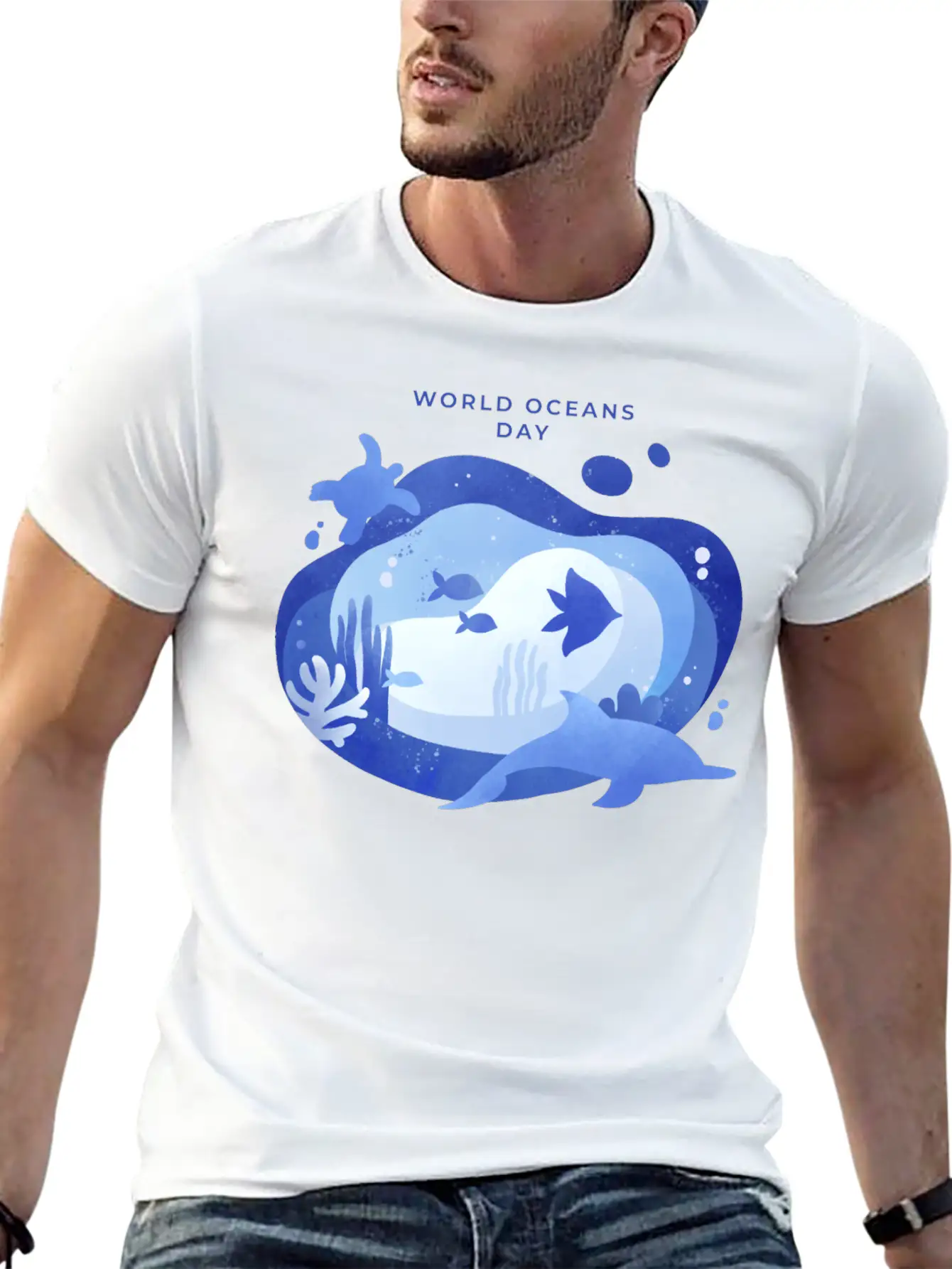 World Oceans Day Basic Graphic T-Shirt ¨C Daily Comfort In Soft Cotton