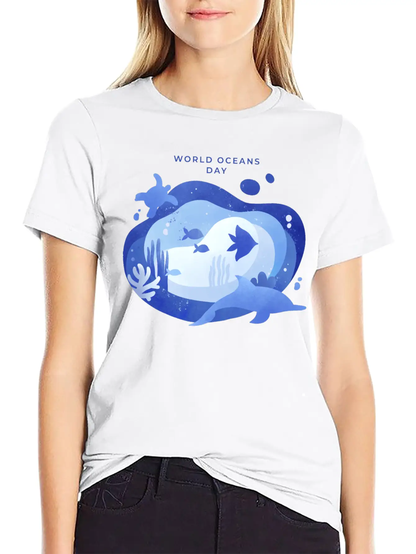 World Oceans Day Basic Graphic T-Shirt ¨C Daily Comfort In Soft Cotton