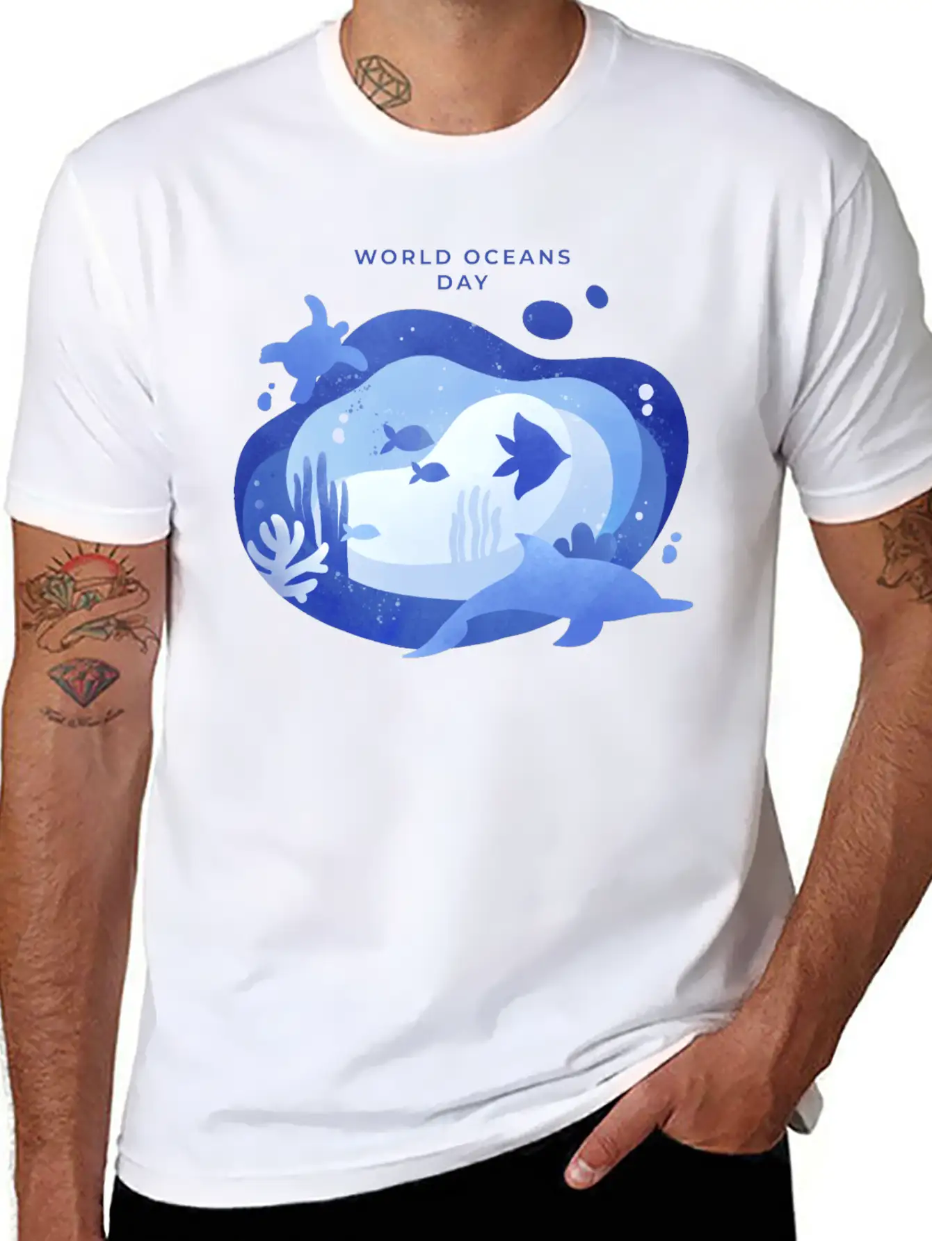 World Oceans Day Basic Graphic T-Shirt ¨C Daily Comfort In Soft Cotton