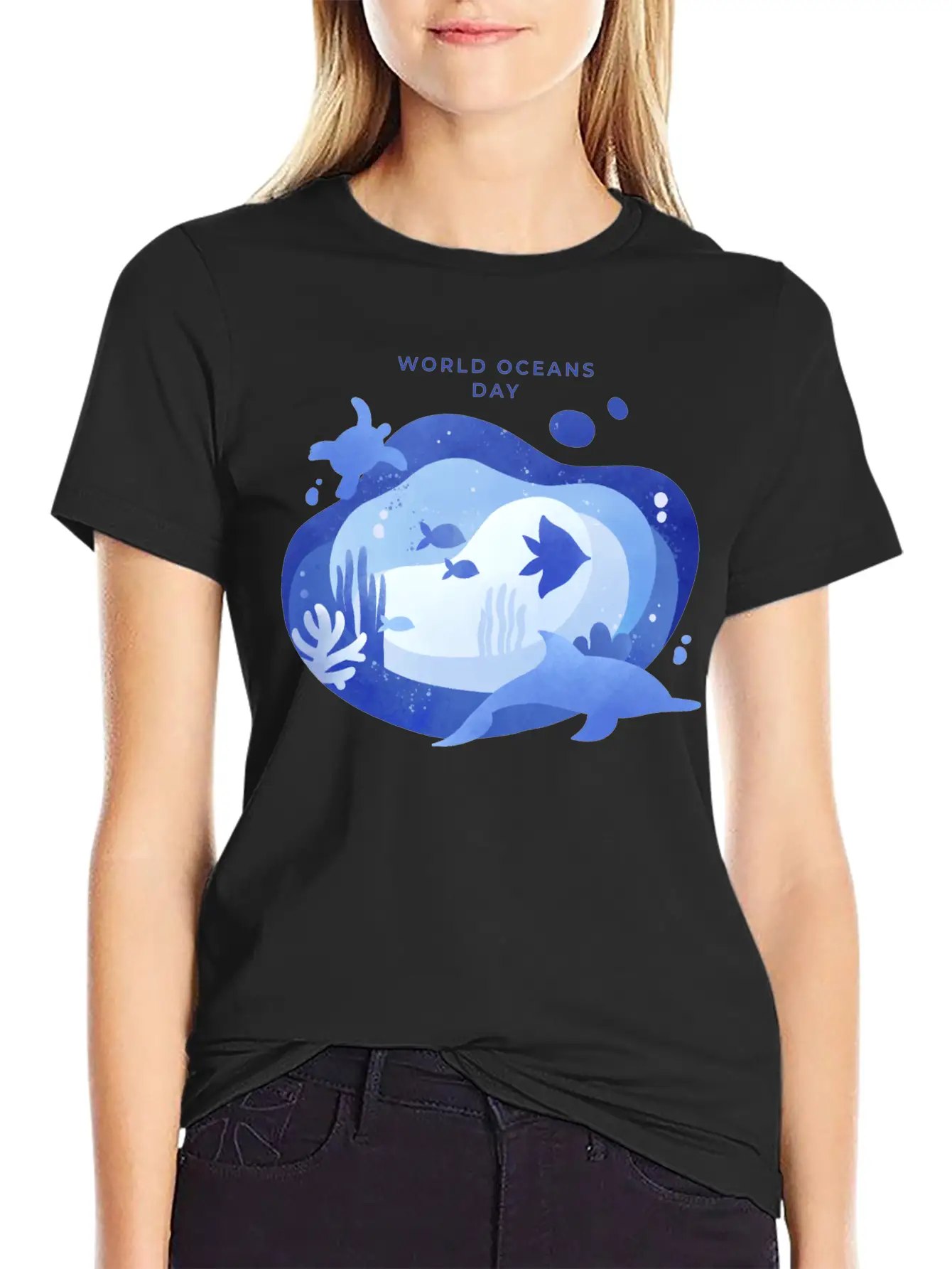 World Oceans Day Basic Graphic T-Shirt ¨C Daily Comfort In Soft Cotton