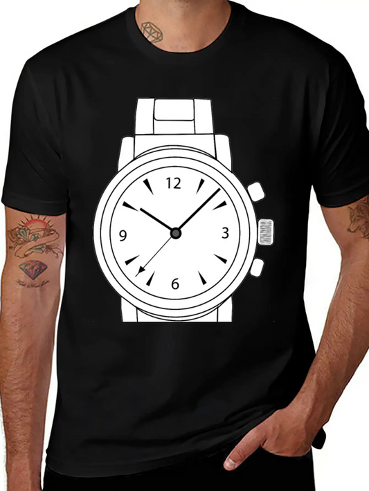 Wrist Watch Line Art Essential Cotton Tee For Daily Outfits ¨C Unisex Style