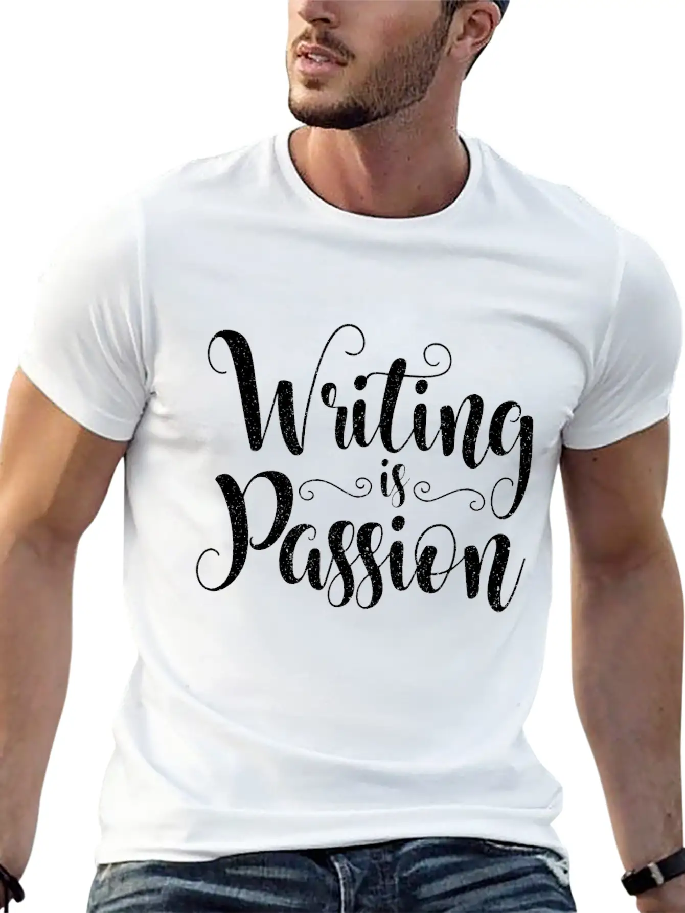 Writing Is Passion Writer Author Book Novel Gift Basic Graphic T-Shirt ¨C Daily Comfort In Soft Cotton
