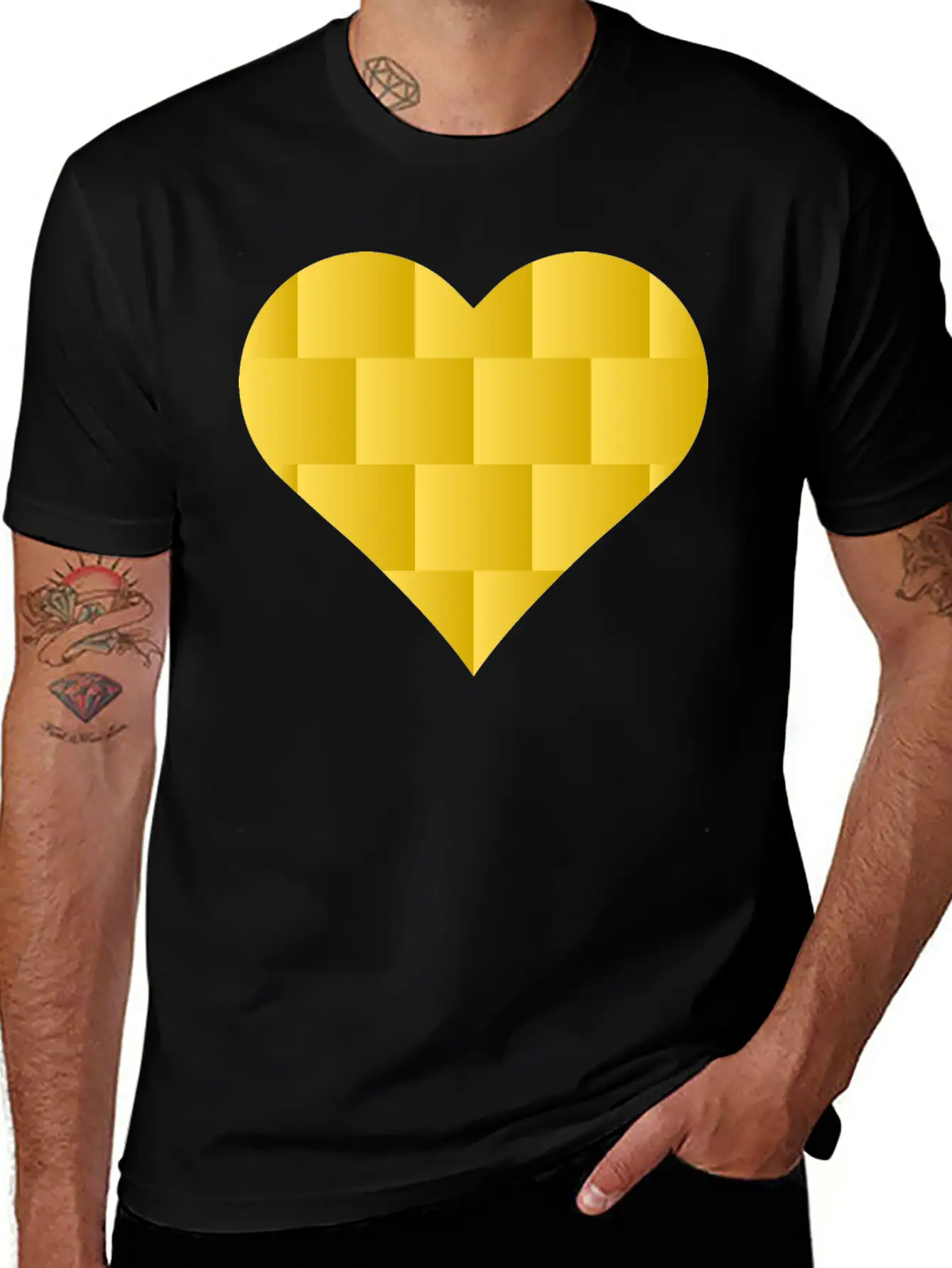 Yellow Cute Heart Icon Basic Graphic T-Shirt ¨C Daily Comfort In Soft Cotton