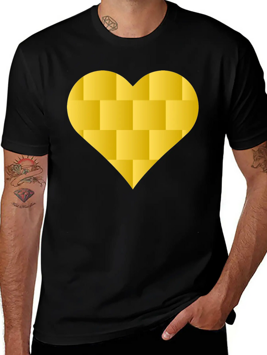 Yellow Cute Heart Icon Basic Graphic T-Shirt ¨C Daily Comfort In Soft Cotton