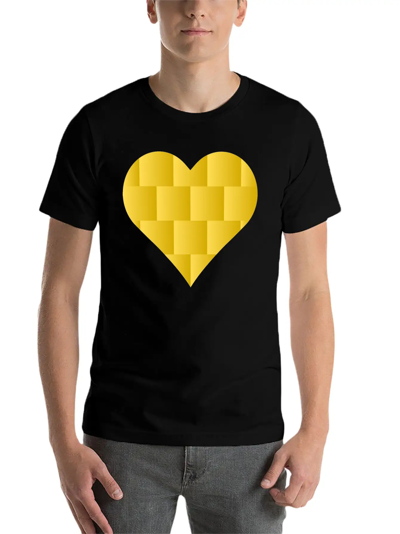 Yellow Cute Heart Icon Basic Graphic T-Shirt ¨C Daily Comfort In Soft Cotton